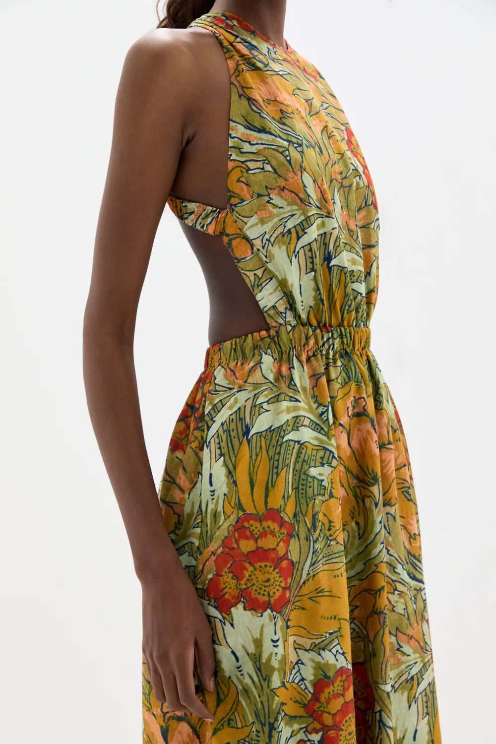 Eliana Cross Back Maxi Dress in Aliera Floral Mint