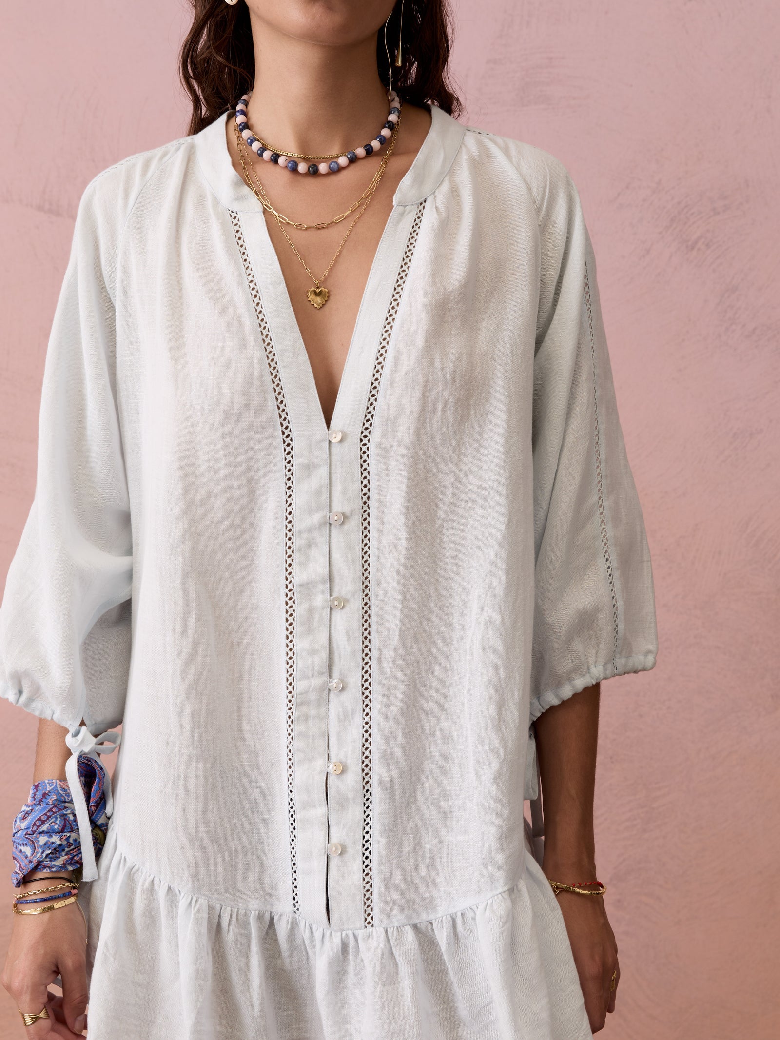 La Ponche Frill Dress in Sky