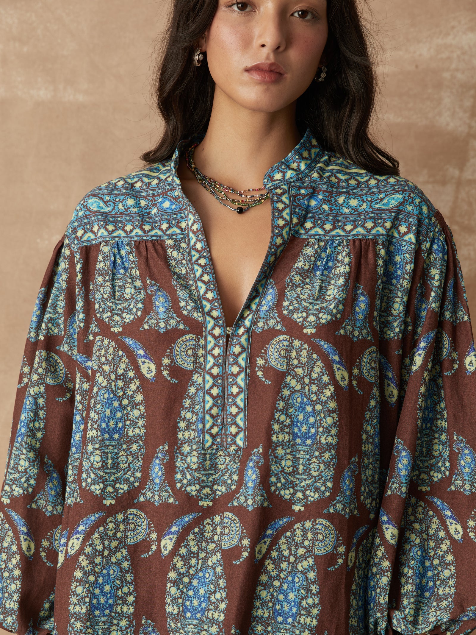 Calico Yoke Smock Blouse
