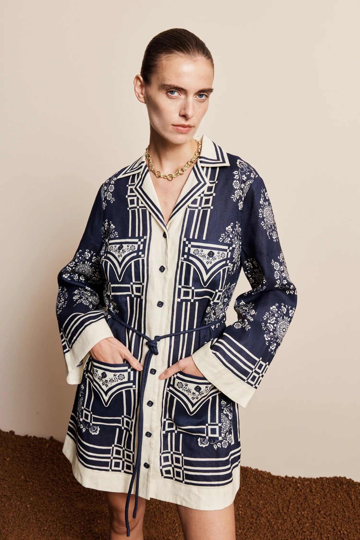 Banderra Linen Mini Shirt Dress