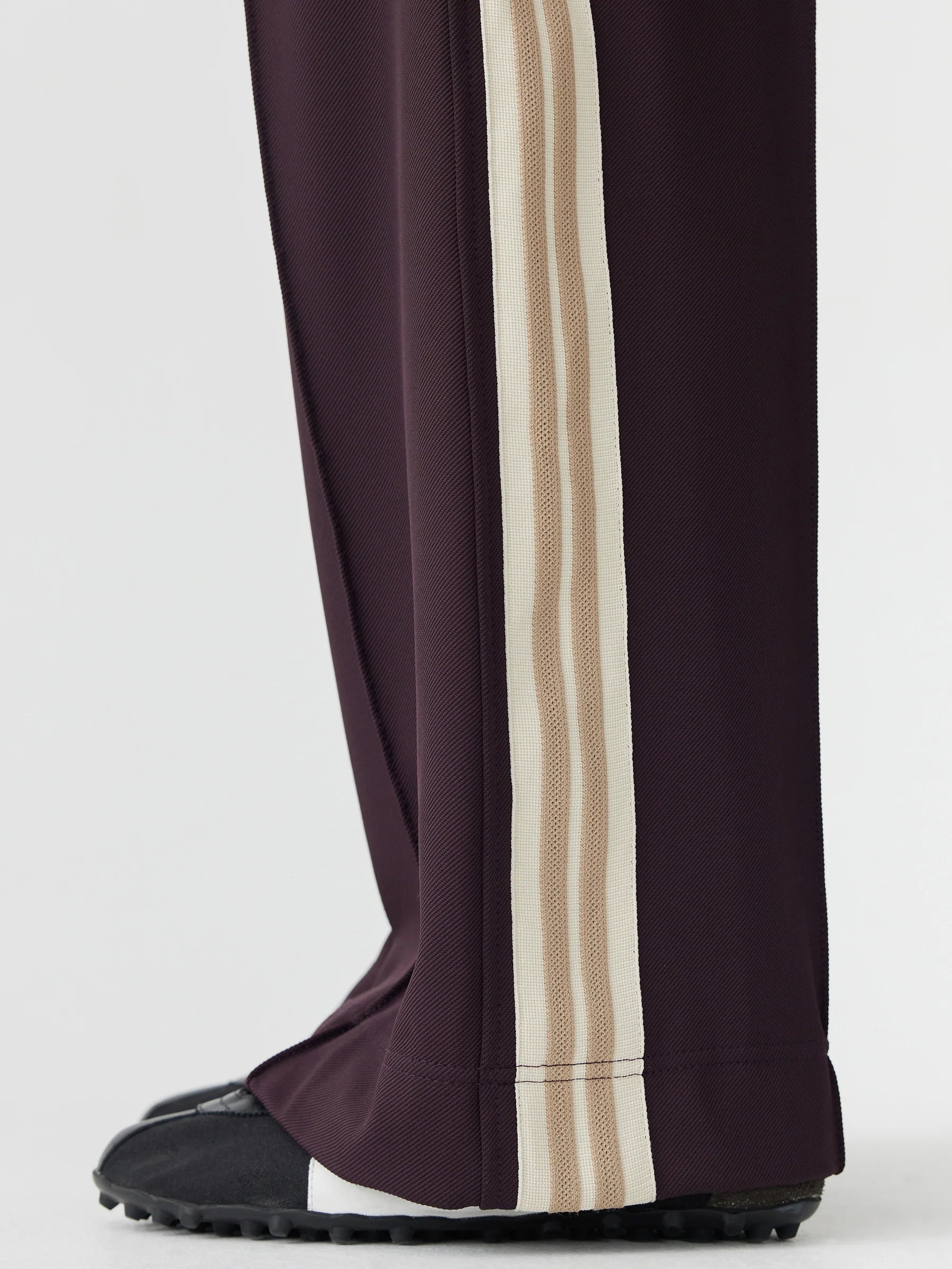 Wide Leg Athletic Tape Pant in Dark Plum