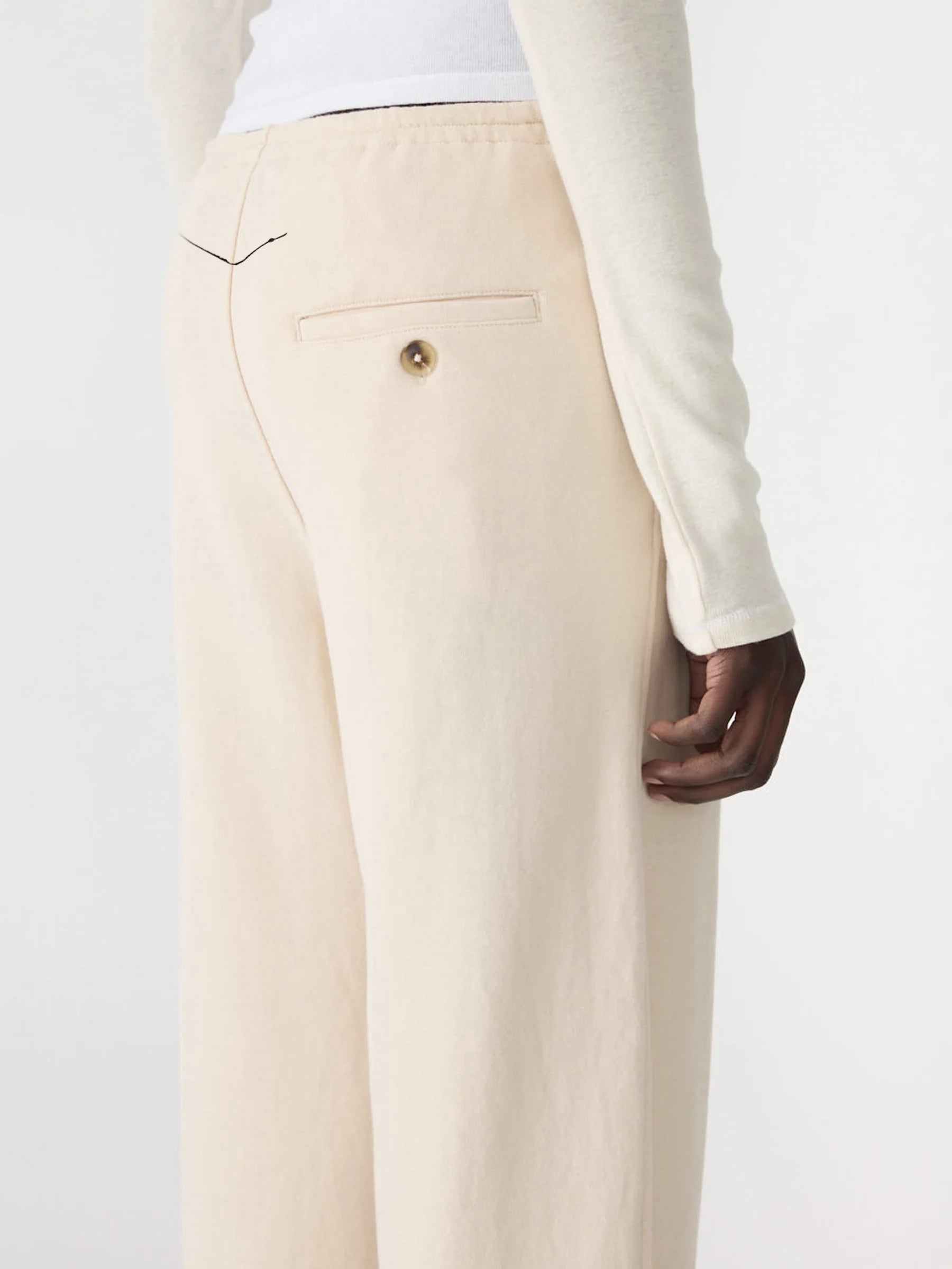 Fleece Barrel Leg Tracksuit Pant in Ecru