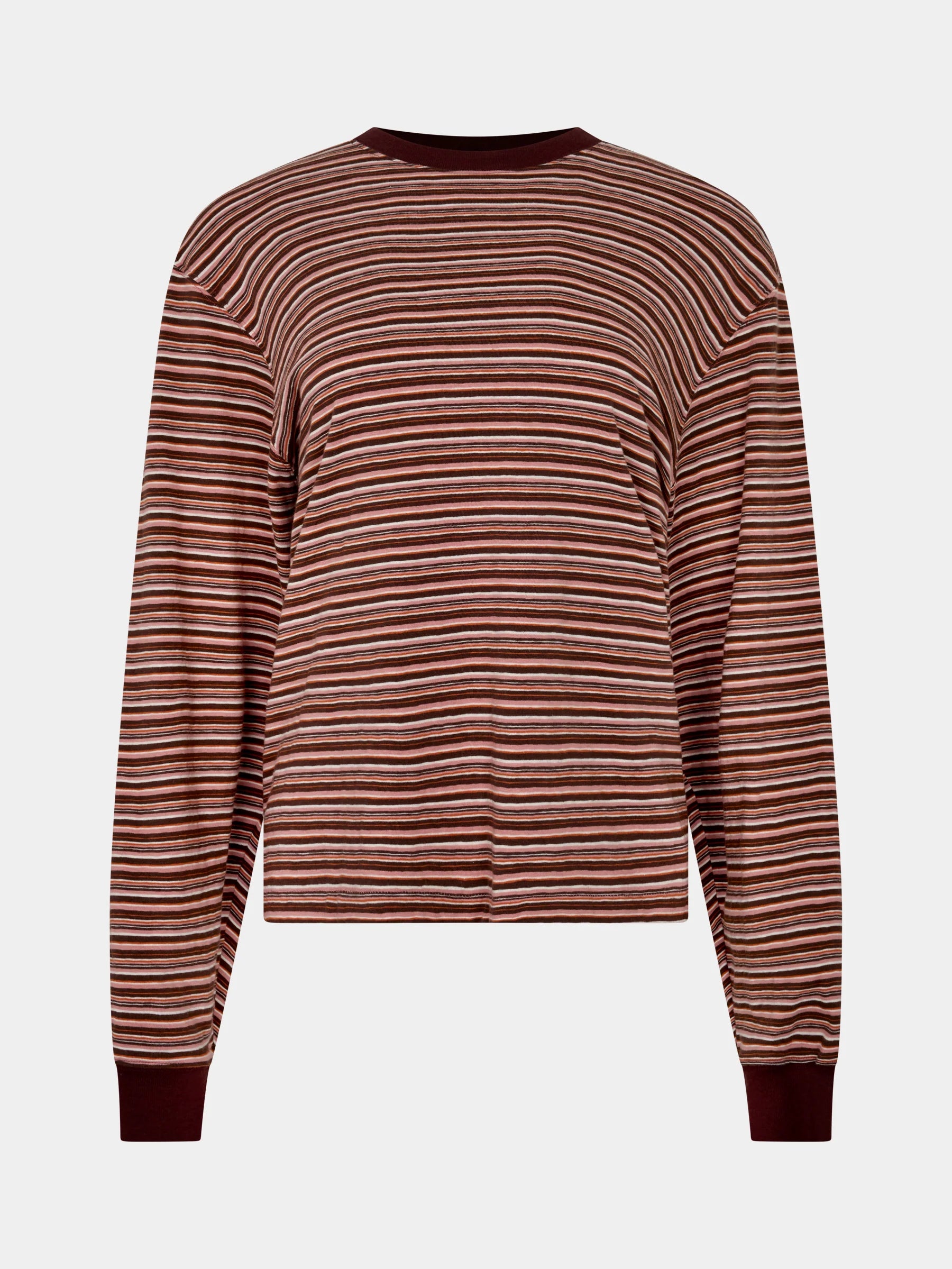 Stripe Slouch L/S T-Shirt in Pink/Orange/Plum