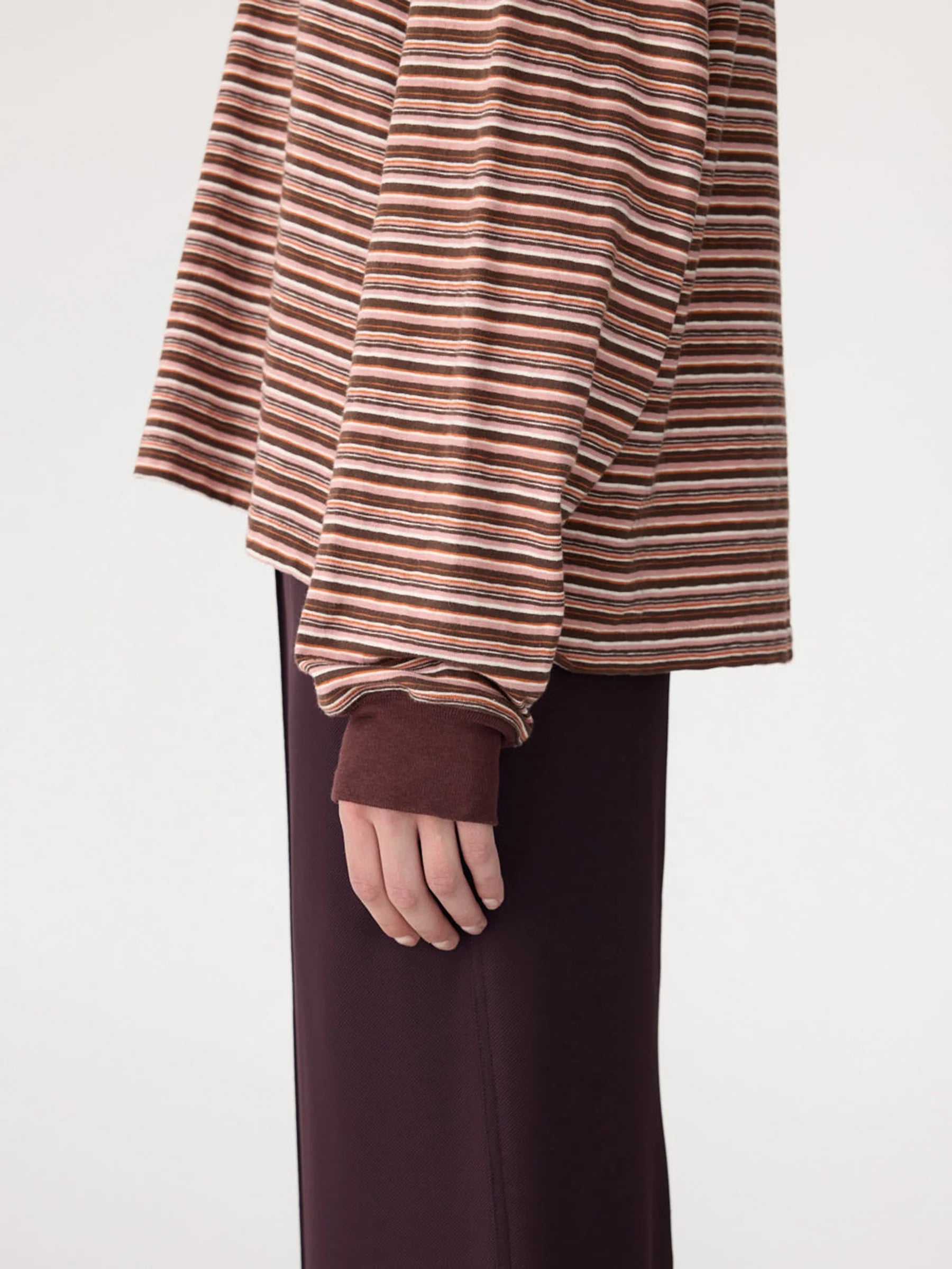 Stripe Slouch L/S T-Shirt in Pink/Orange/Plum