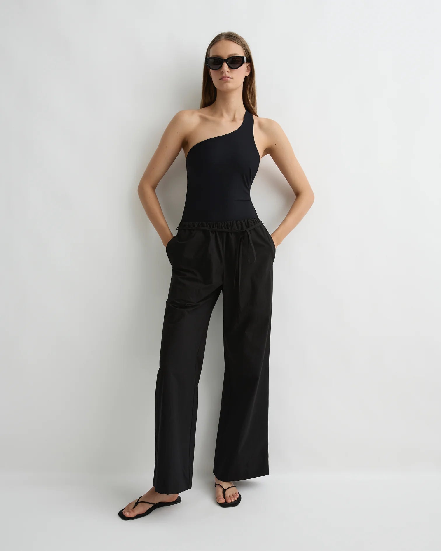 Colette One Shoulder One Piece in Black