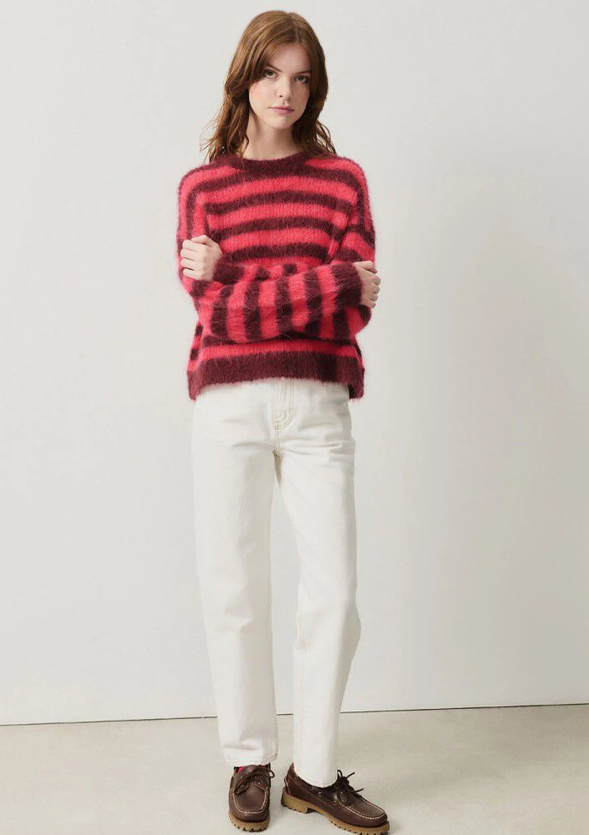 Bymi Sweater in Burgundy Stripe