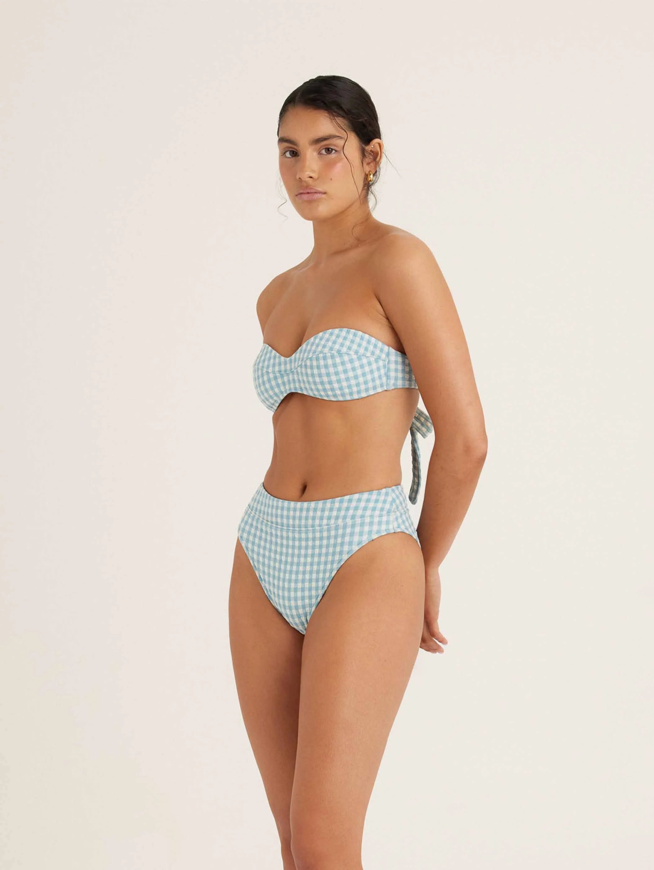 Moulded Bustier in Chambray Gingham
