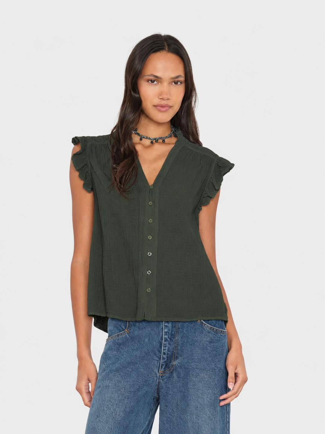 Micah Top in Terrain Green