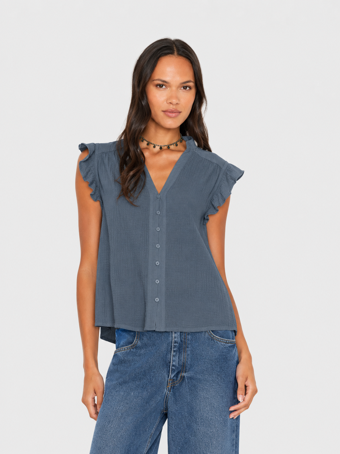 Micah Top in Charcoal Blue