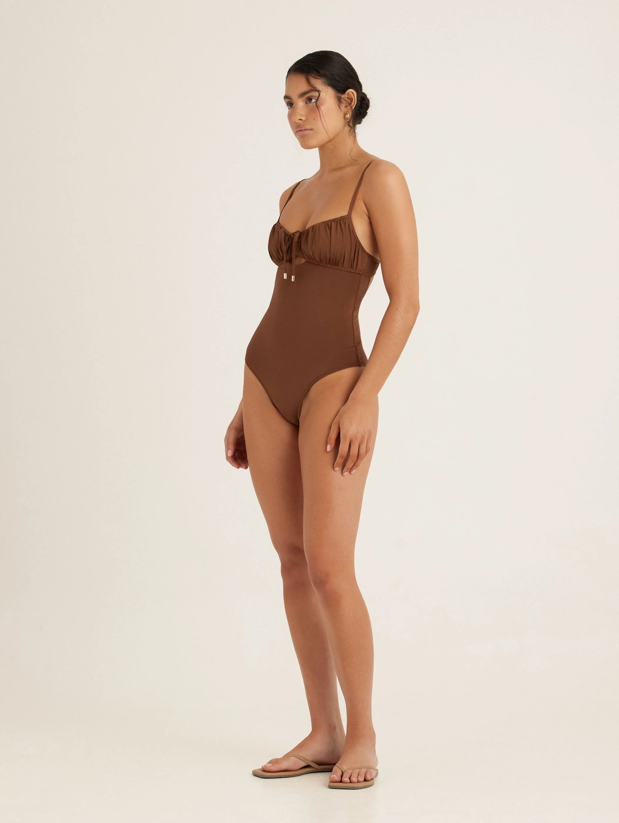 Solstice Ruched One Piece in Mocha