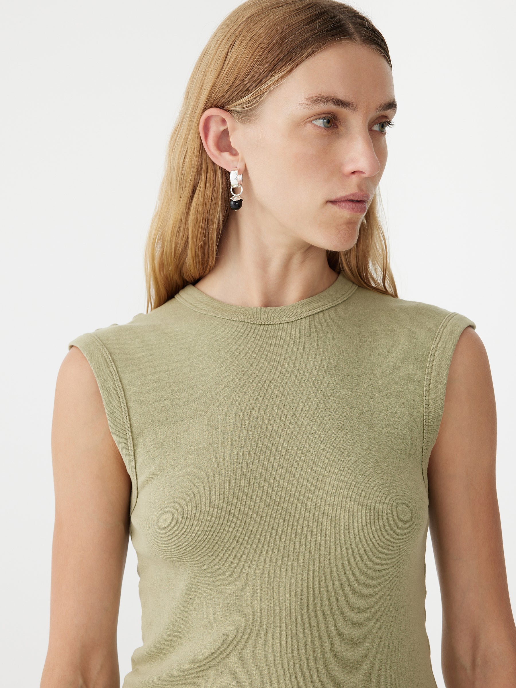 Slim Superfine Rib Tank in Sage Green