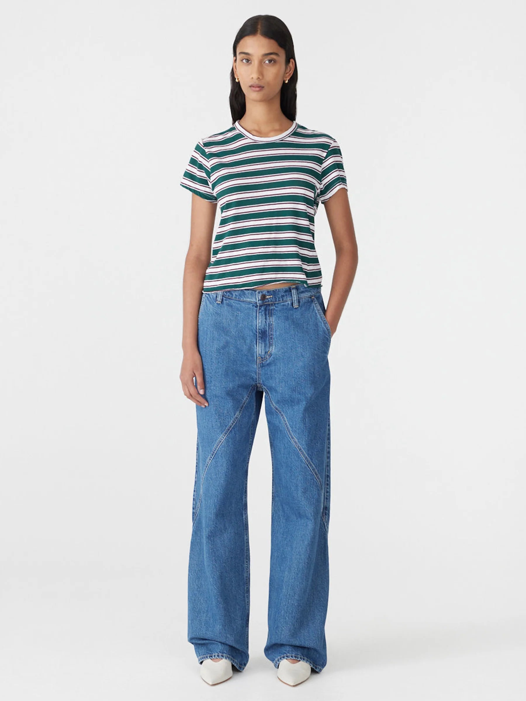 Stripe Heritage Baby T-Shirt Dark Forest/Burgundy/White