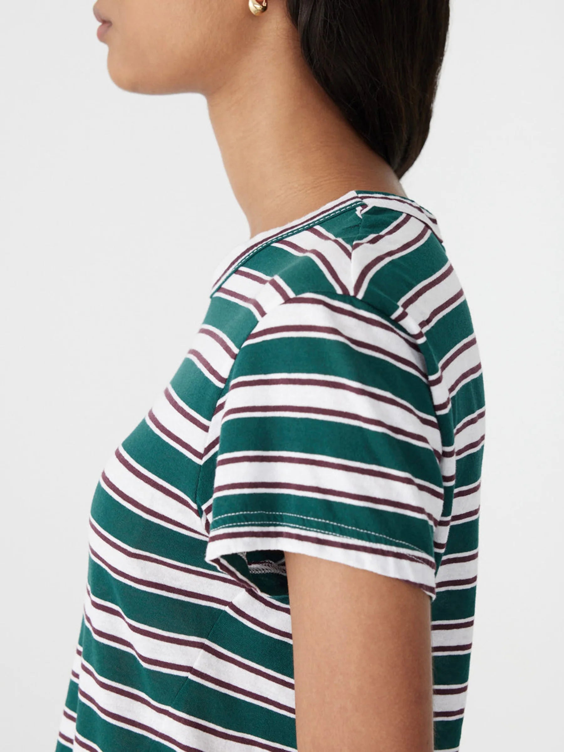 Stripe Heritage Baby T-Shirt Dark Forest/Burgundy/White