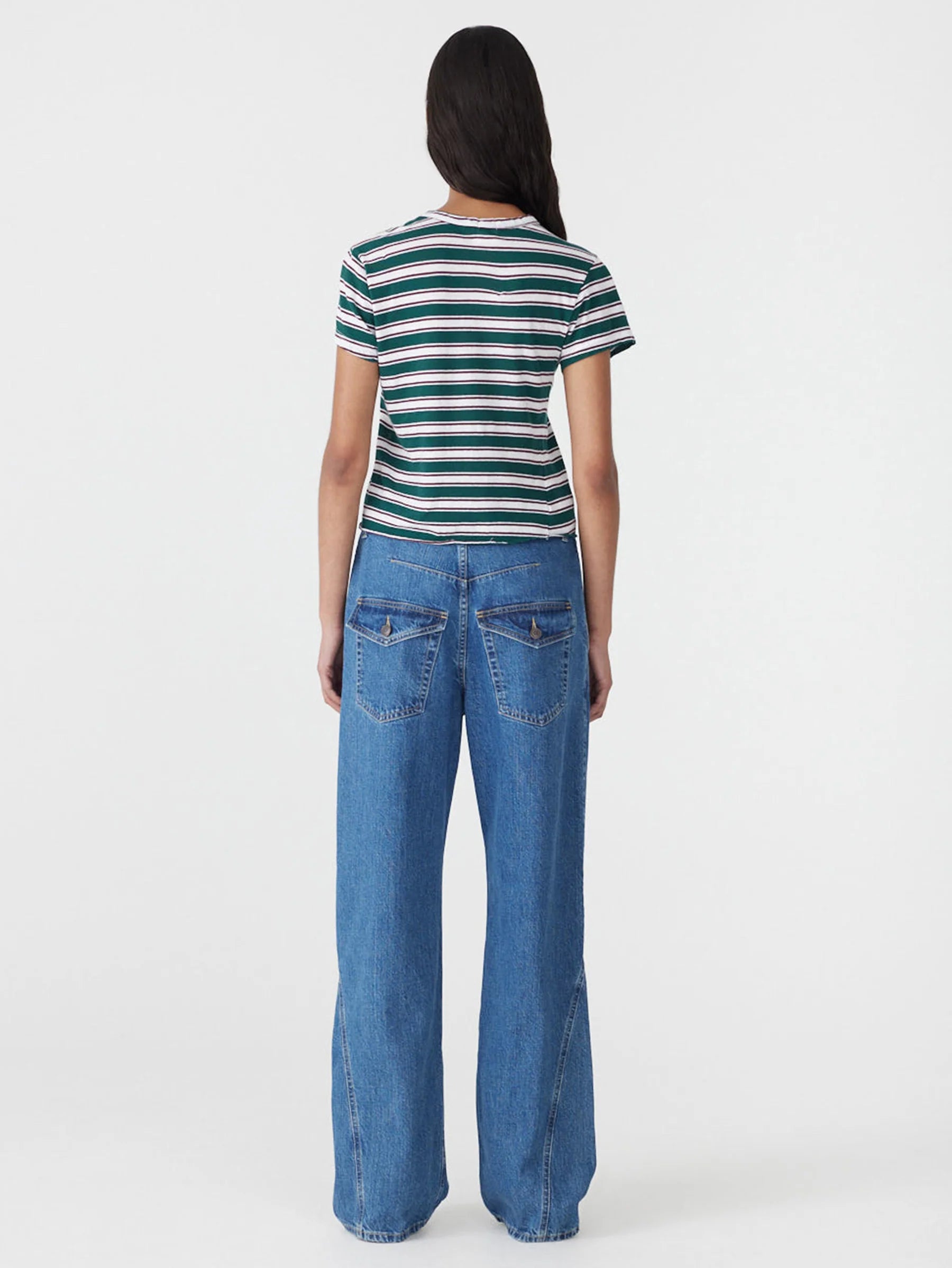 Stripe Heritage Baby T-Shirt Dark Forest/Burgundy/White