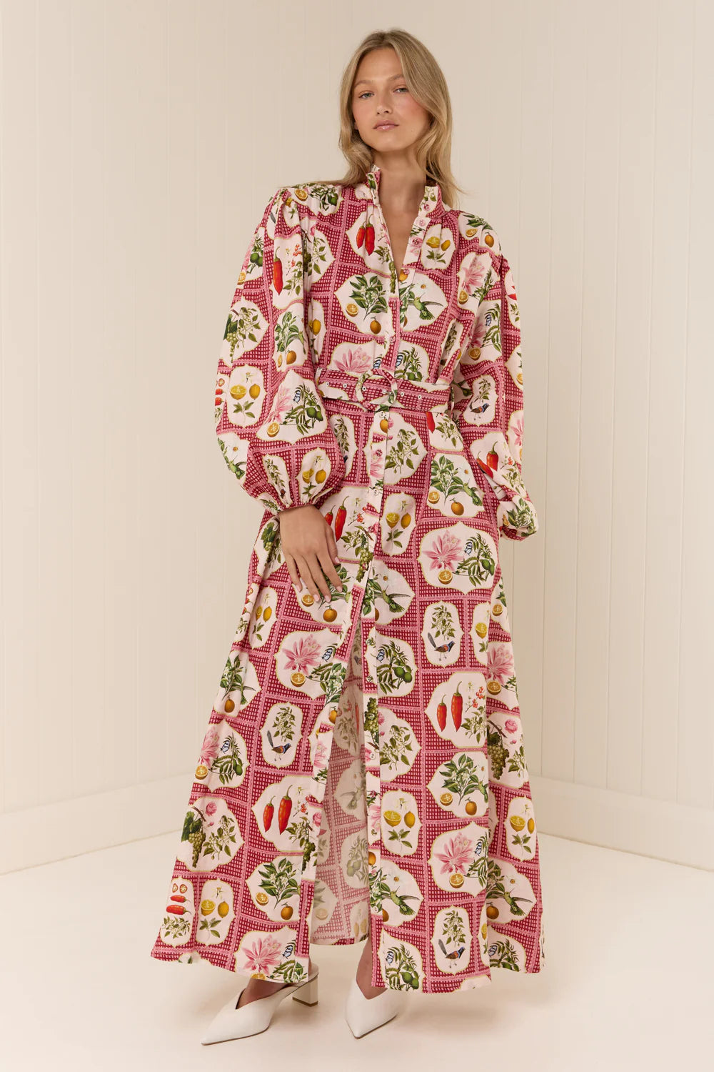 Noddy Dress in Pink Citrus Tile