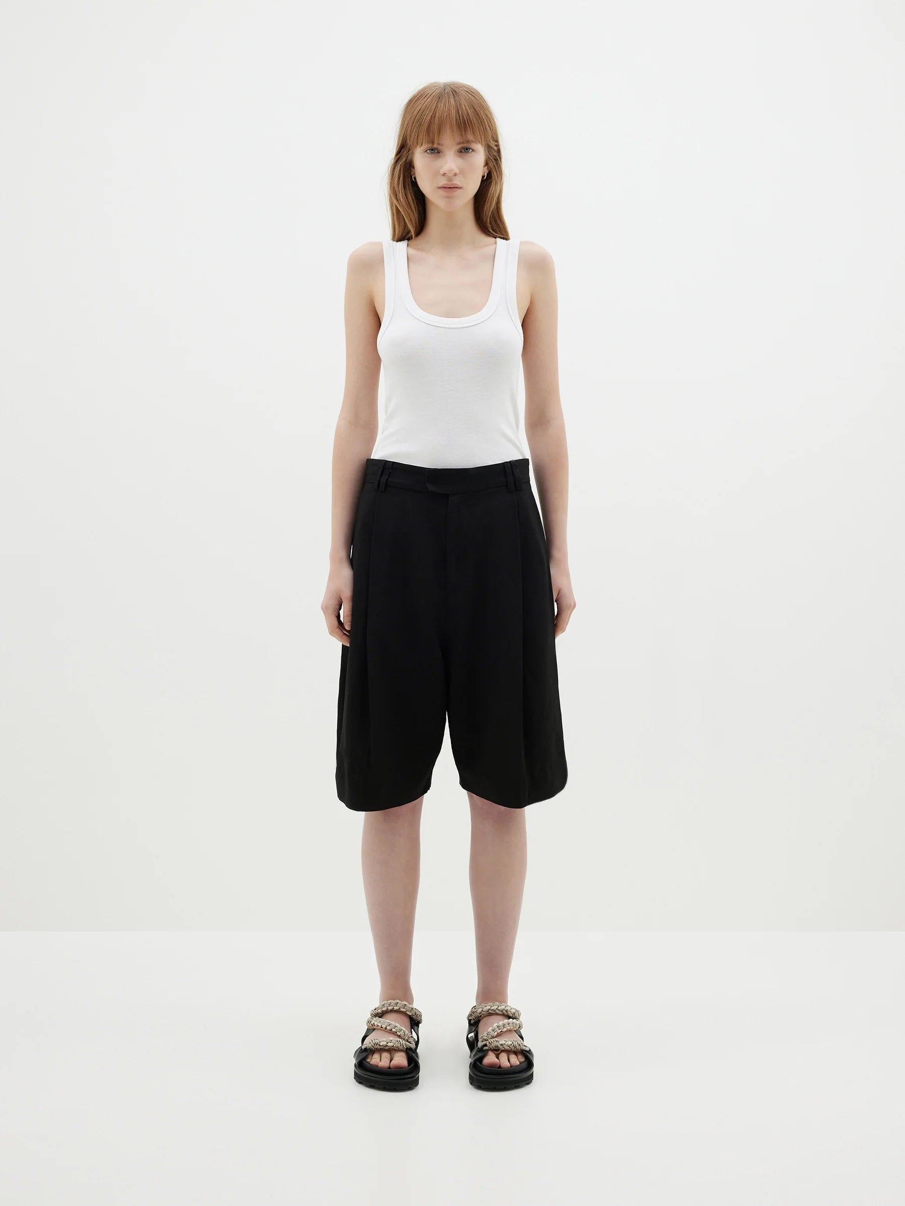 Slim Superfine Rib Tank in White