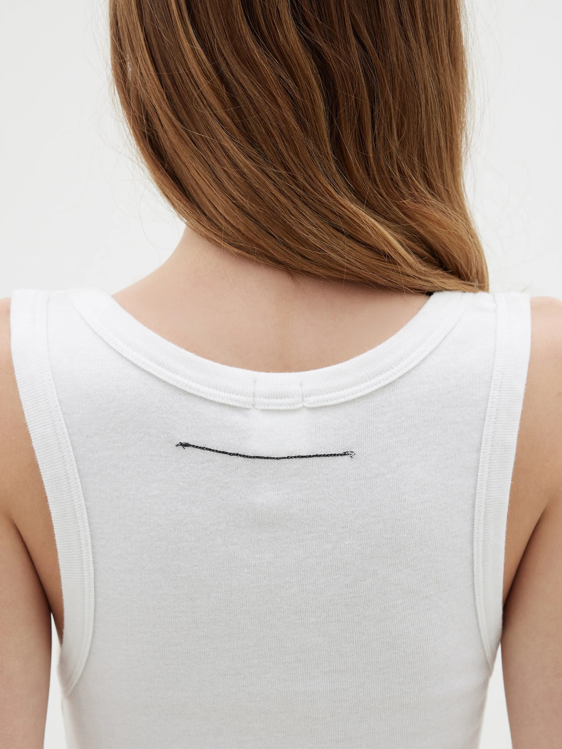 Slim Superfine Rib Tank in White