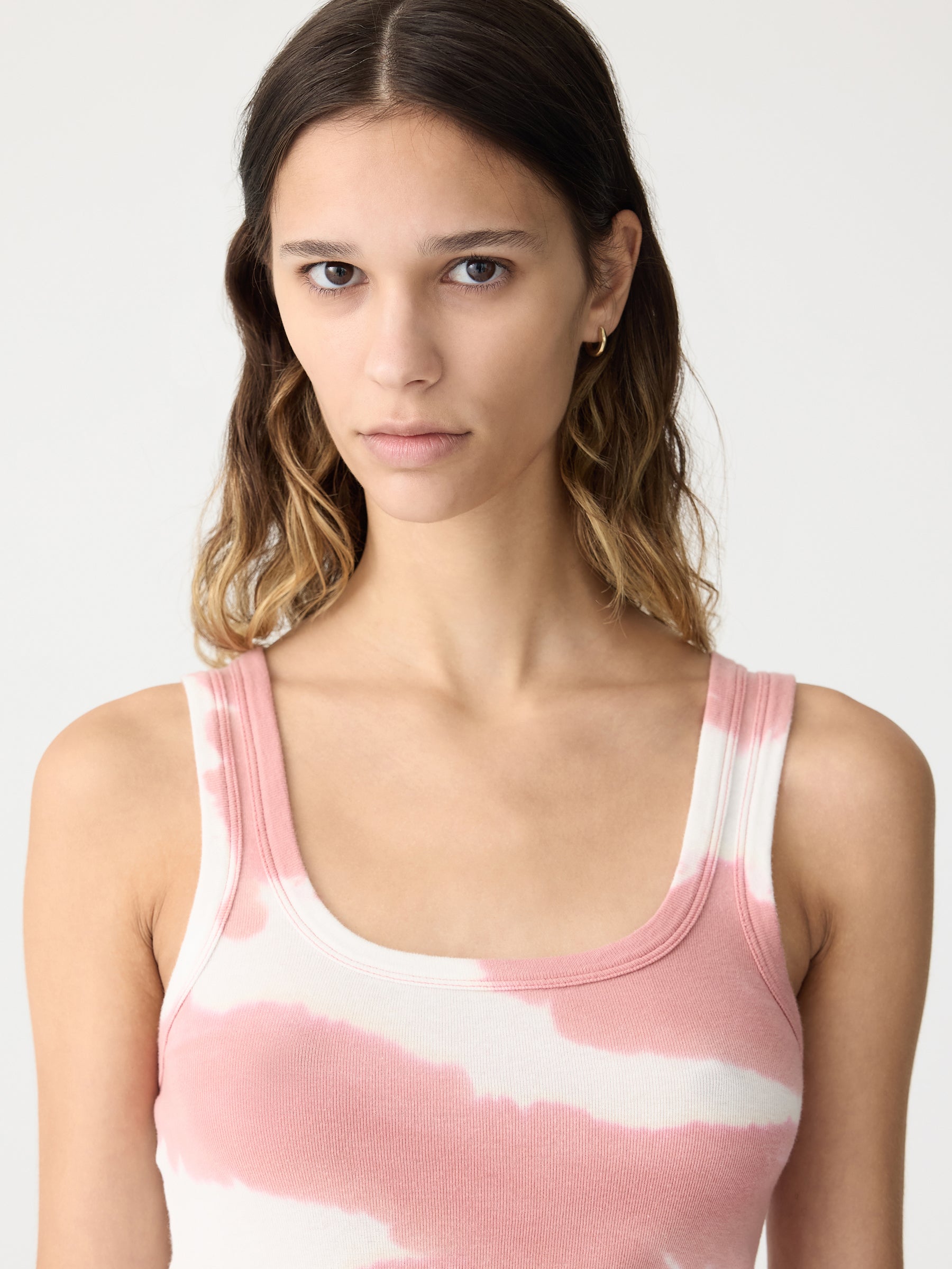 Rib Tank ii in Pink Burst