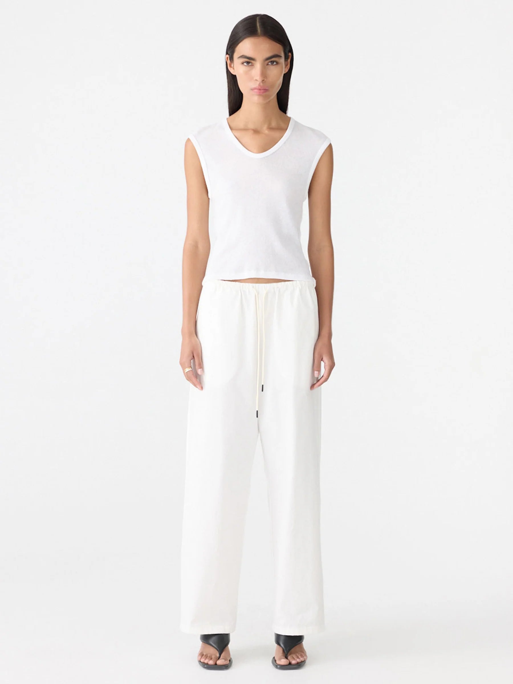 Crushed Cotton Minimal Pant in White