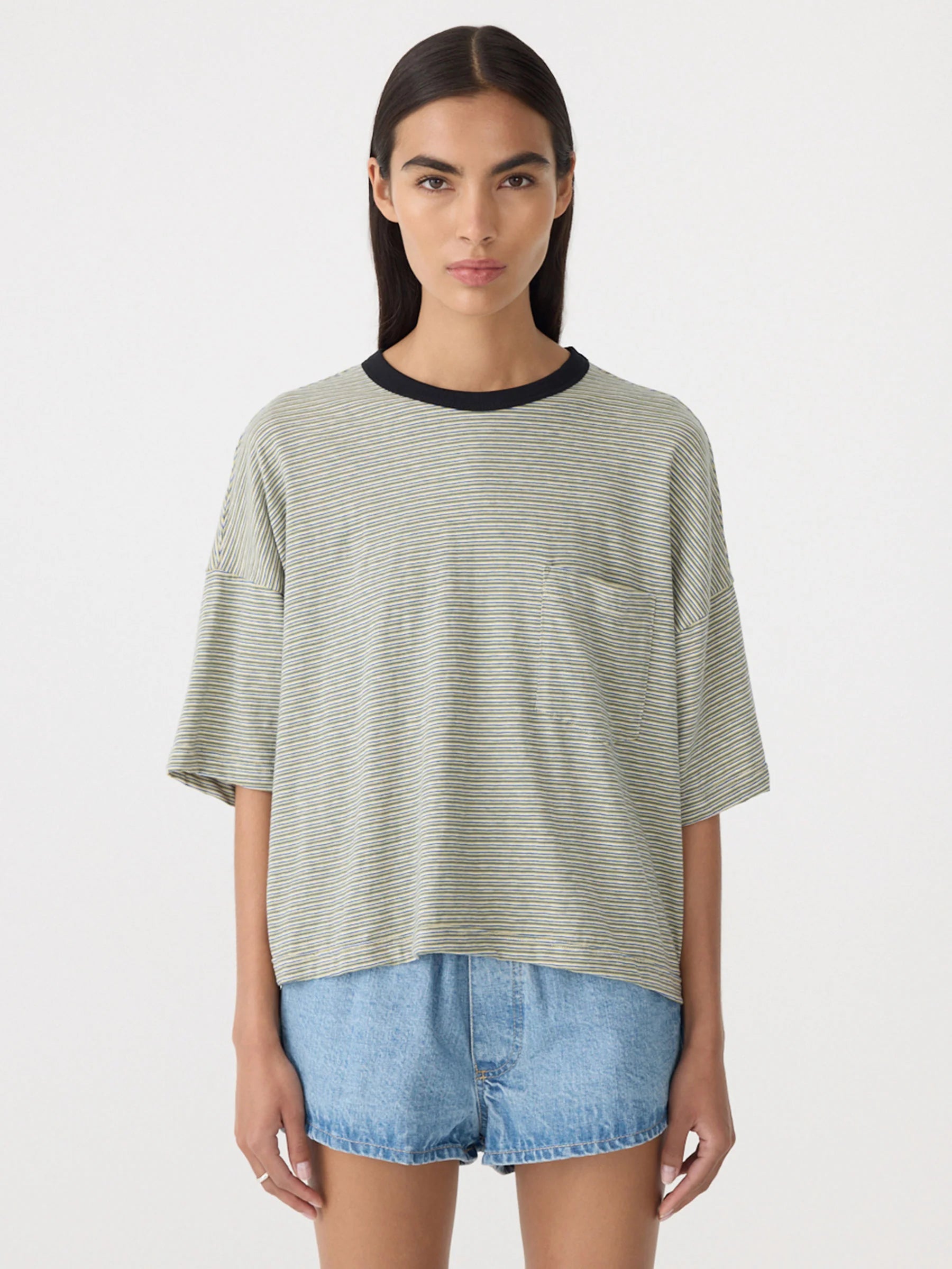 Stripe Boxy Pocket T-Shirt