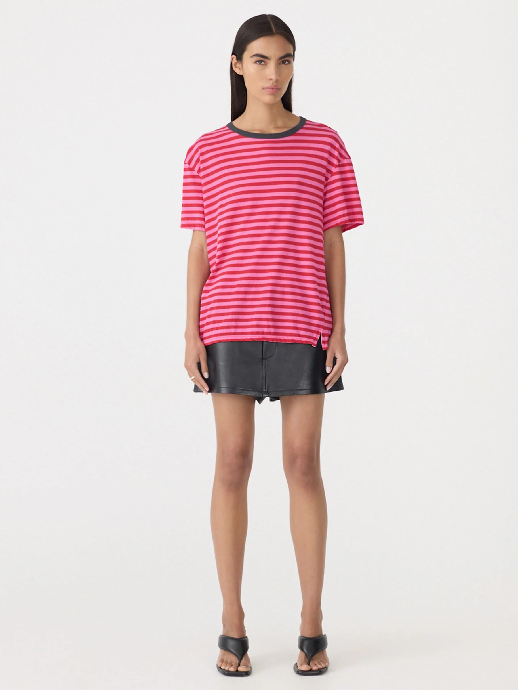 Stripe Boyfriend Shirt in Red/Pink