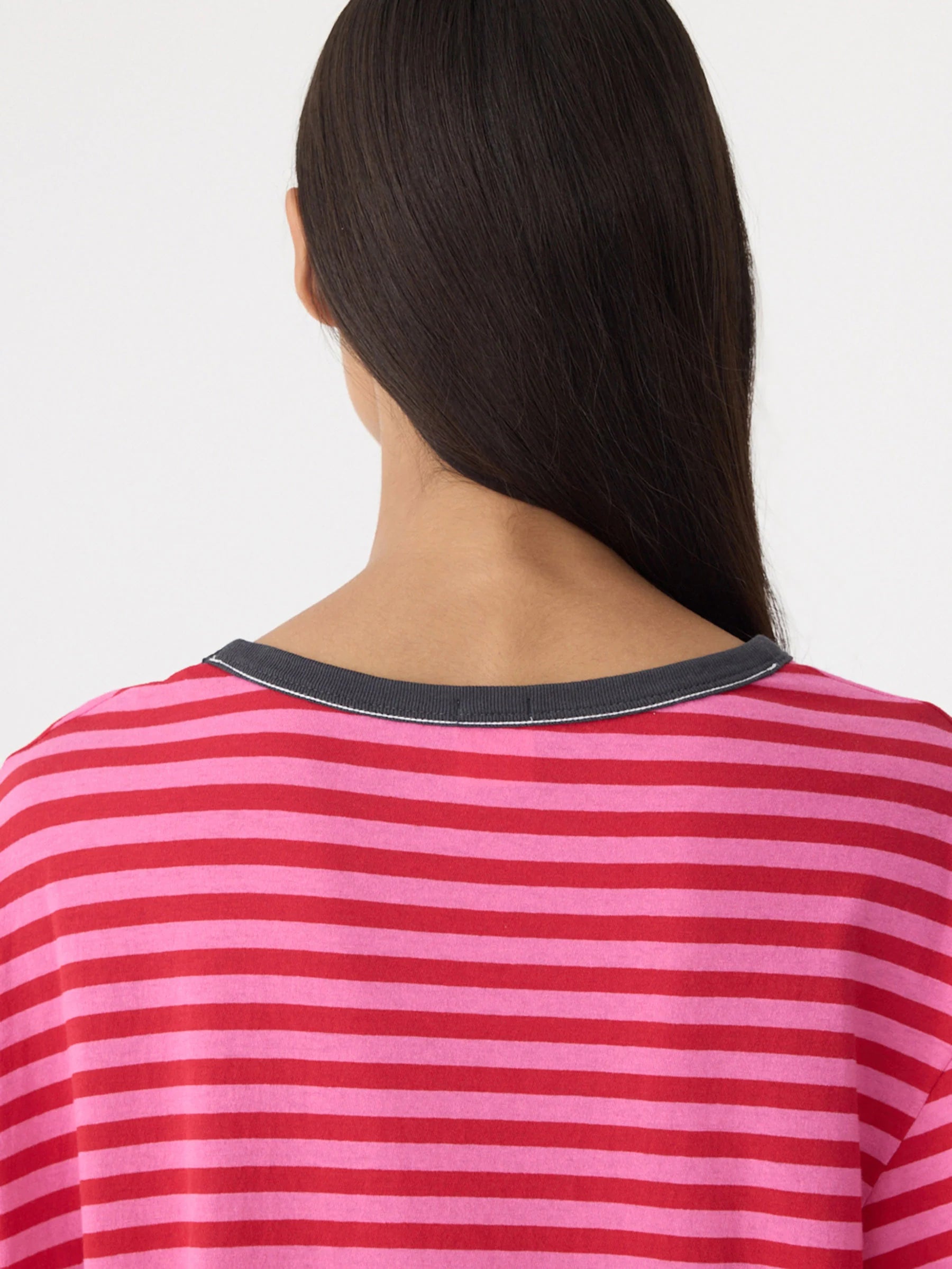 Stripe Boyfriend Shirt in Red/Pink