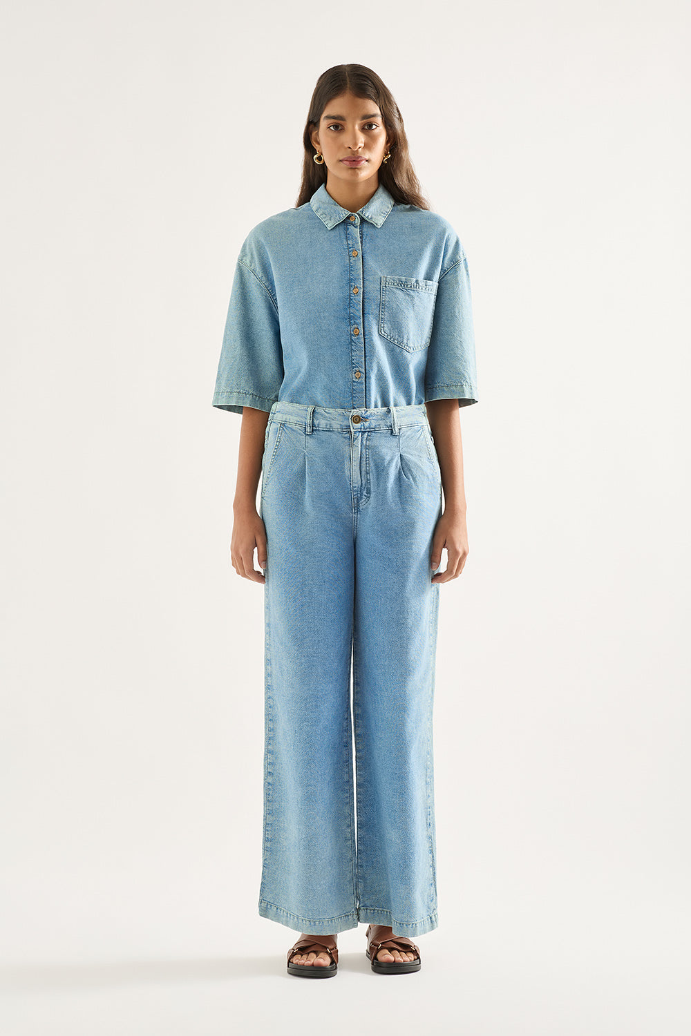 Amelia High Wide Leg Pant in Vision