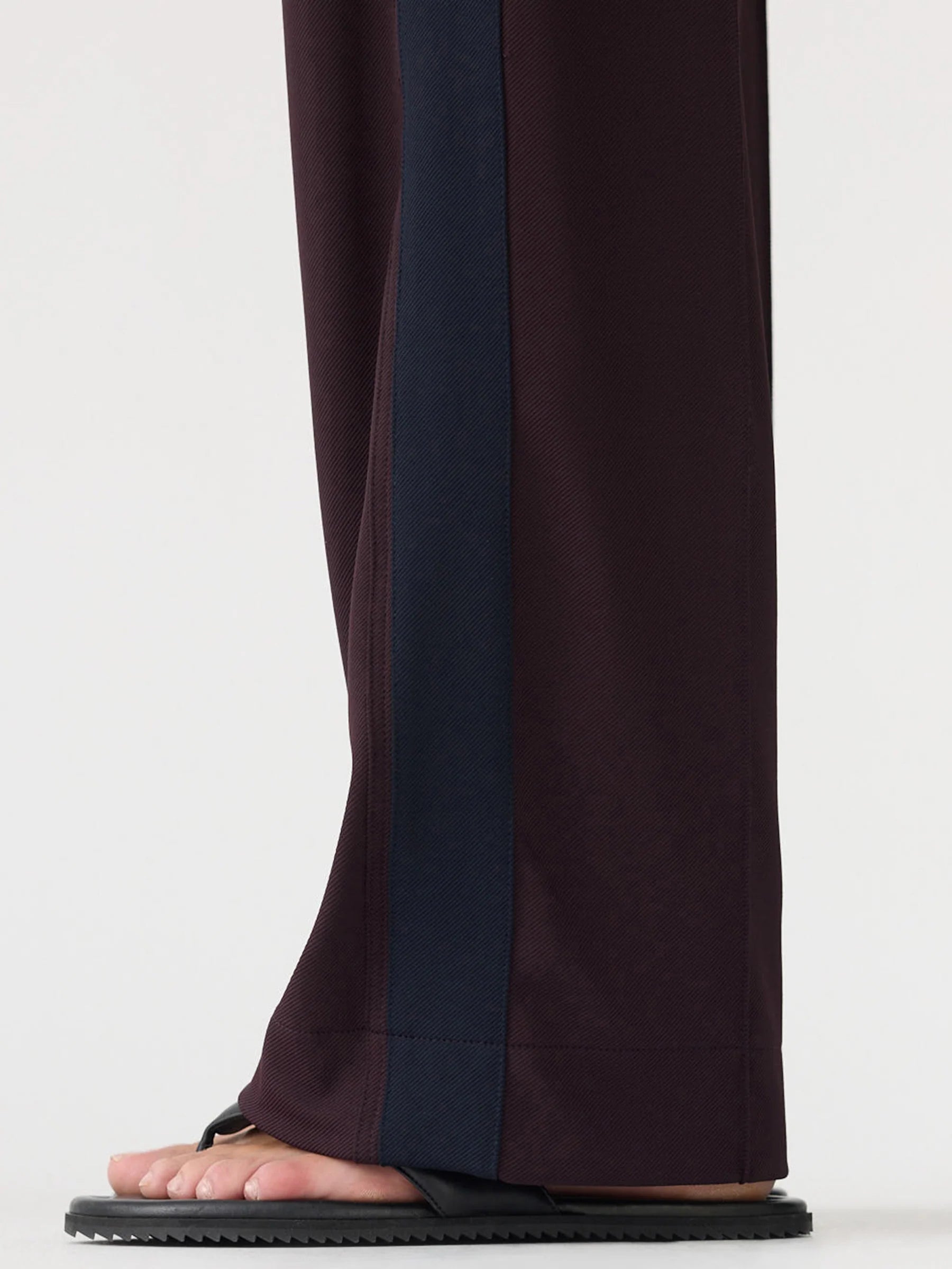 Twill Stripe Detail Pant Dark Plum/Ecru
