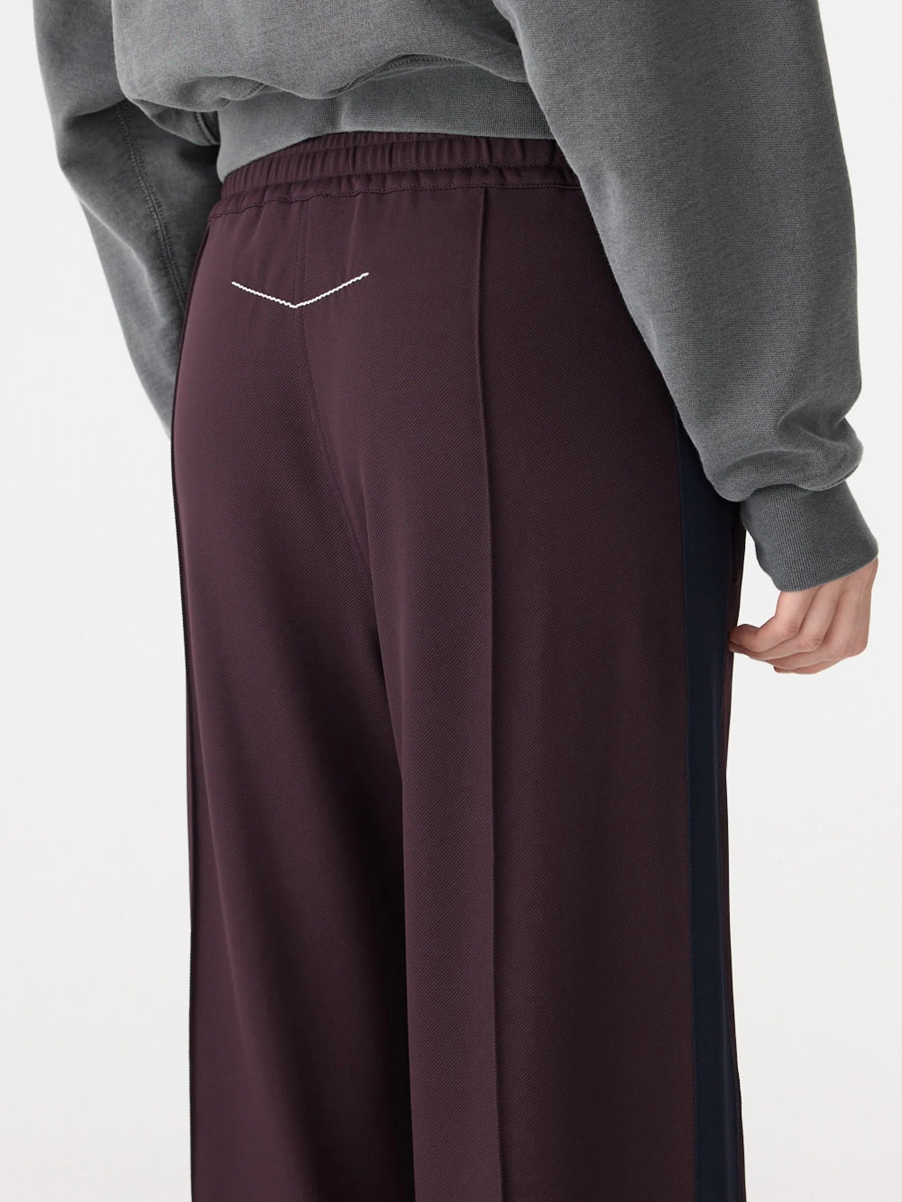 Twill Stripe Detail Pant Dark Plum/Ecru