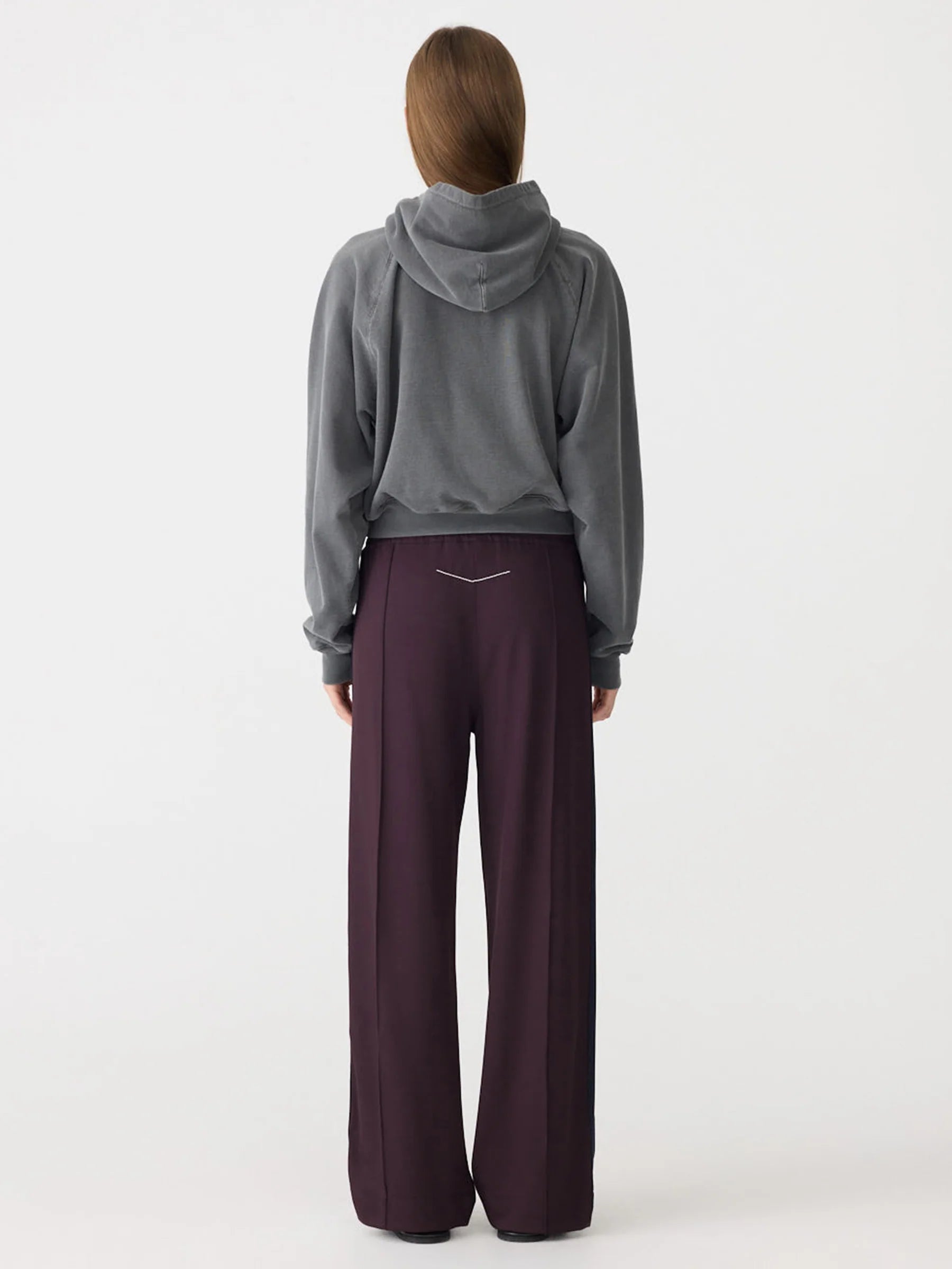 Twill Stripe Detail Pant Dark Plum/Ecru