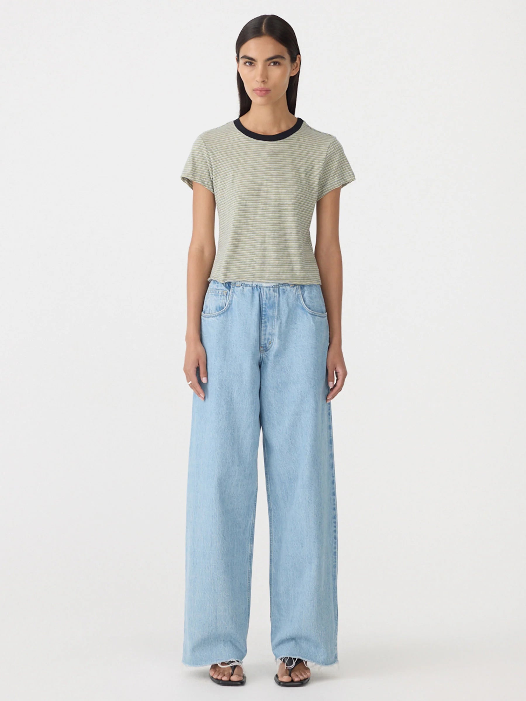 Stripe Raw Edge Boxy Tee