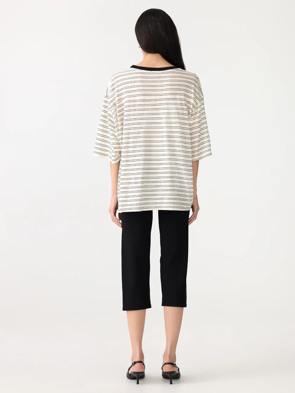 Stripe Boxy T-Shirt in Black/White