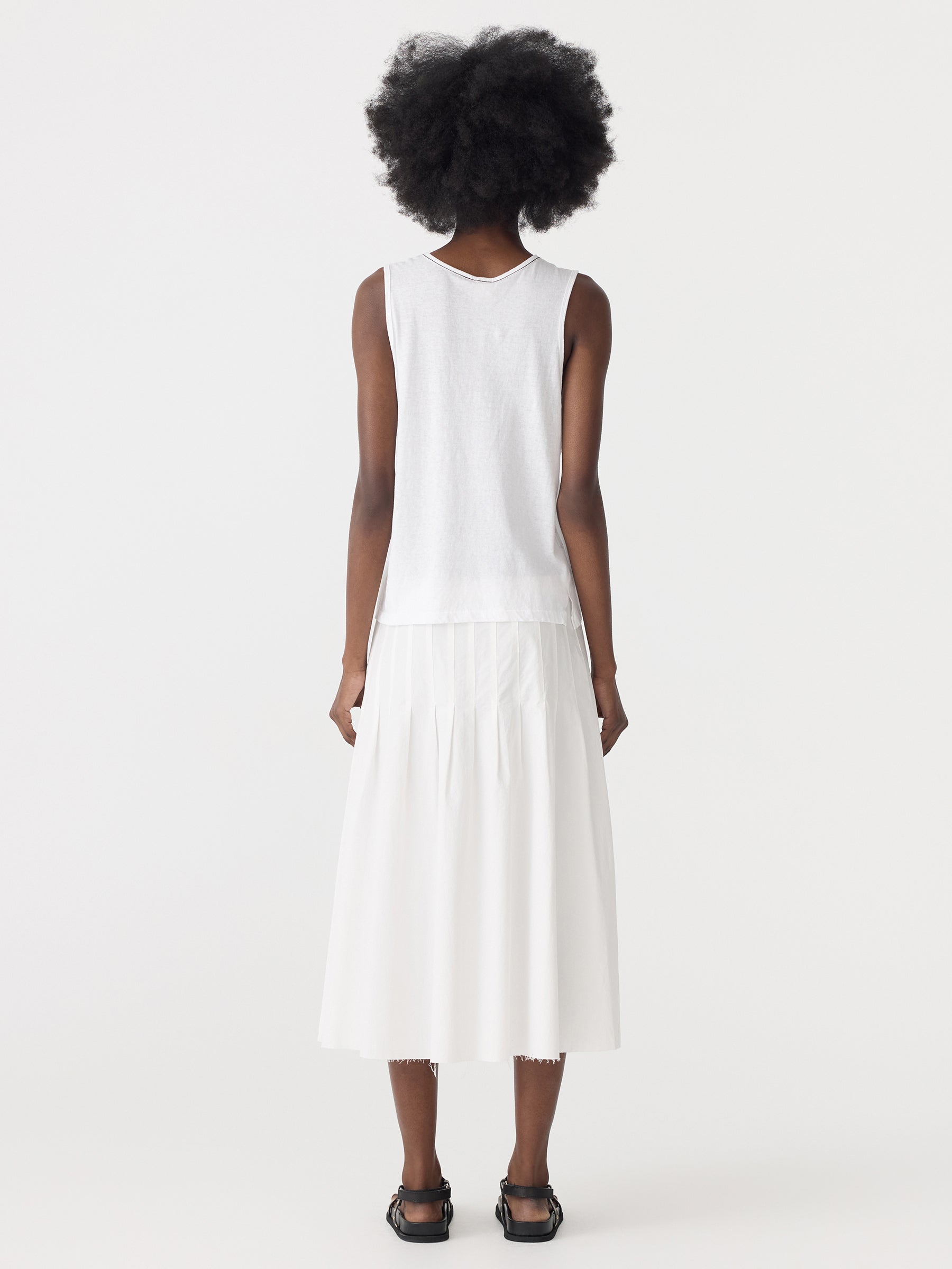 Fine Bind Athletic Tank in White
