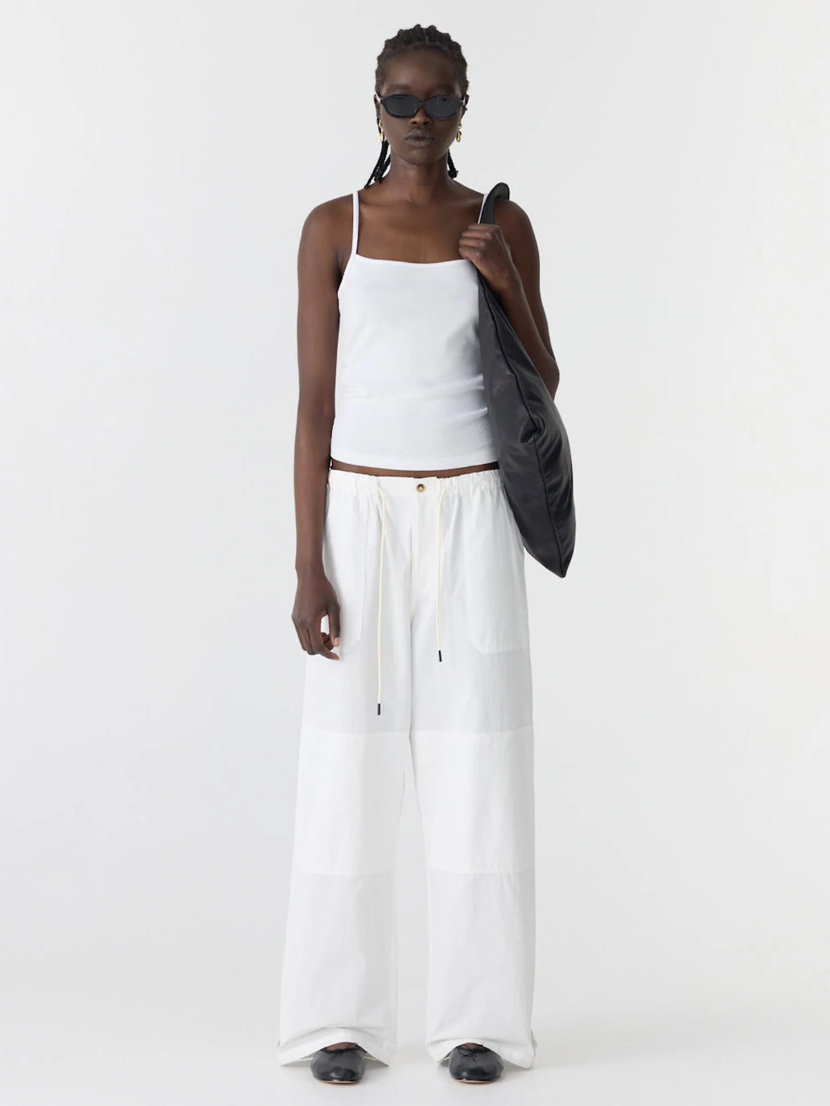 Crushed Cotton Workwear Pant in White