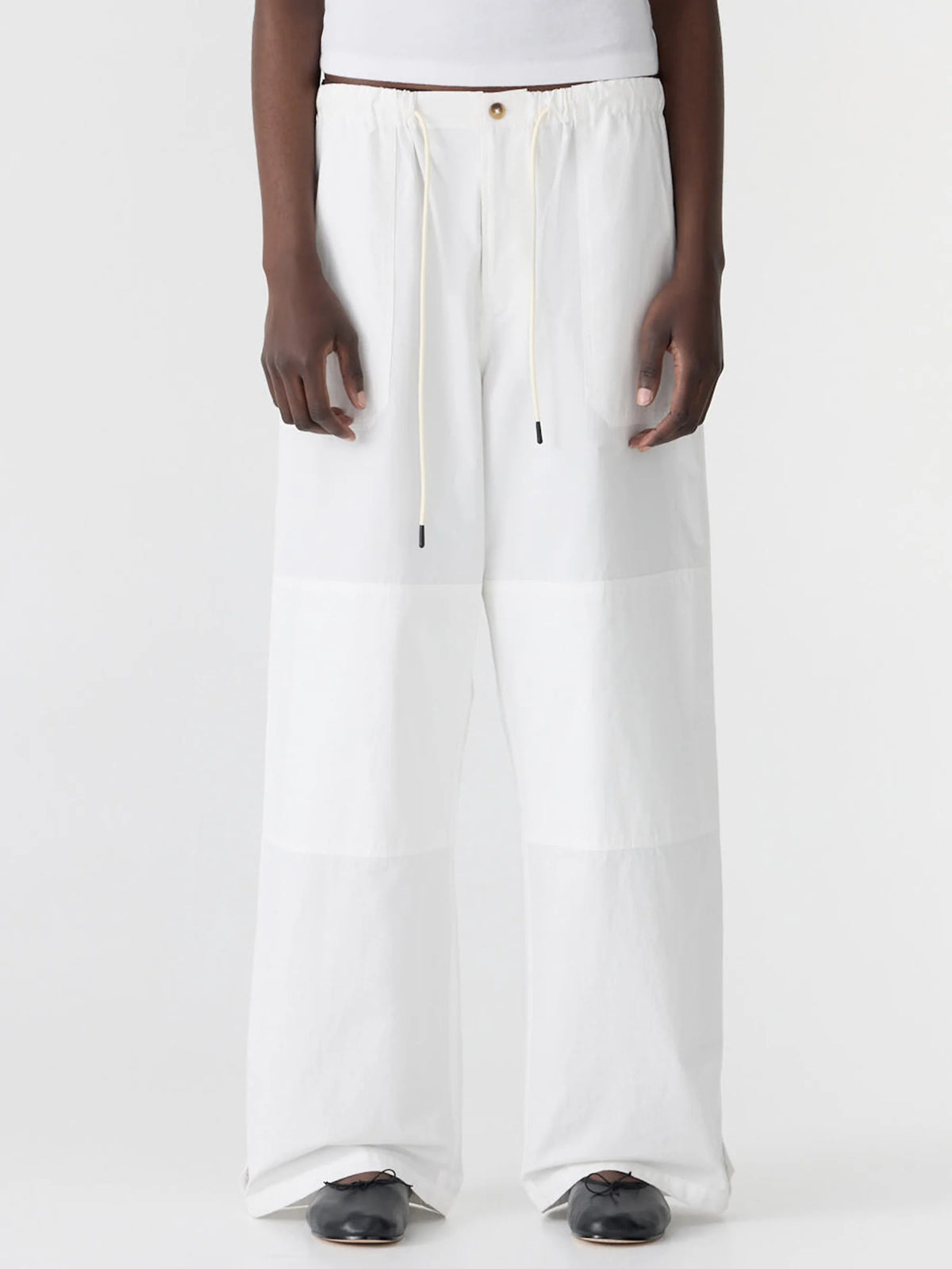 Crushed Cotton Workwear Pant in White