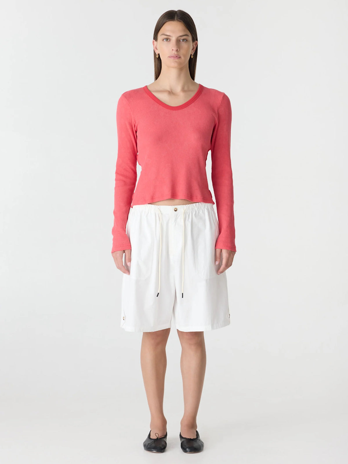 Crushed Cotton Workwear Short in White