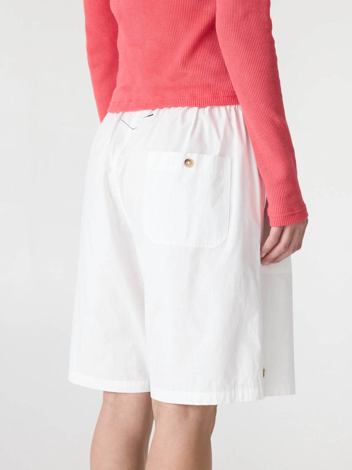 Crushed Cotton Workwear Short in White