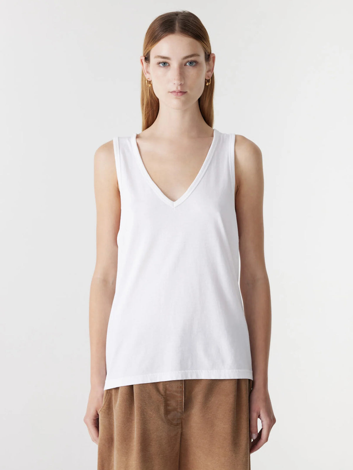 Classic V Neck Tank in White