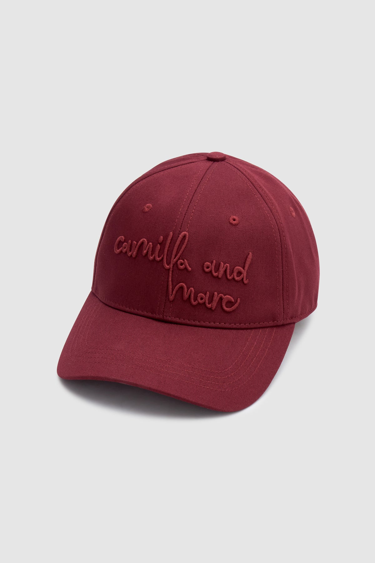 Maren Embroidered Cap in Burgundy