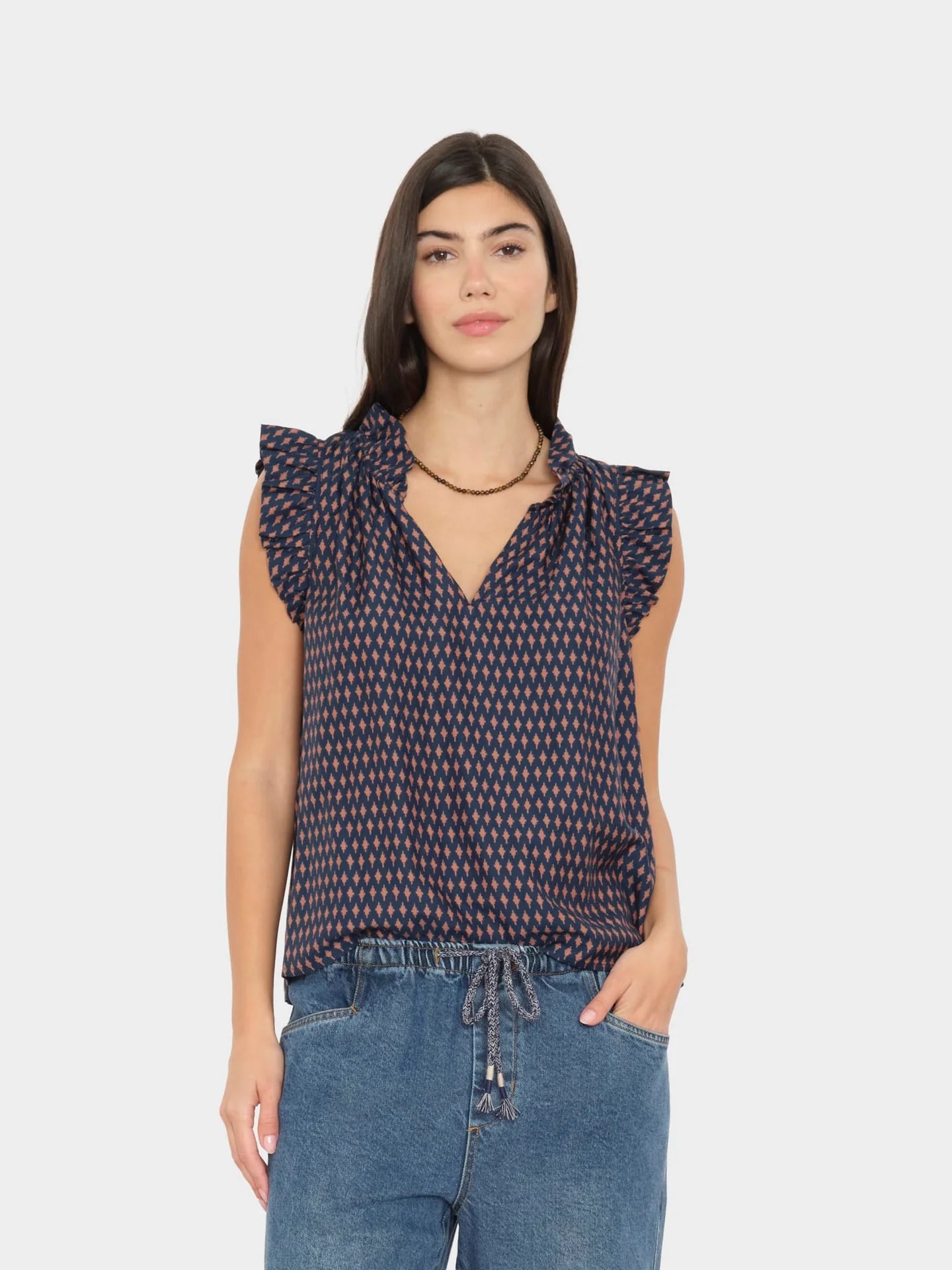 Bex Top in Navy Diamond