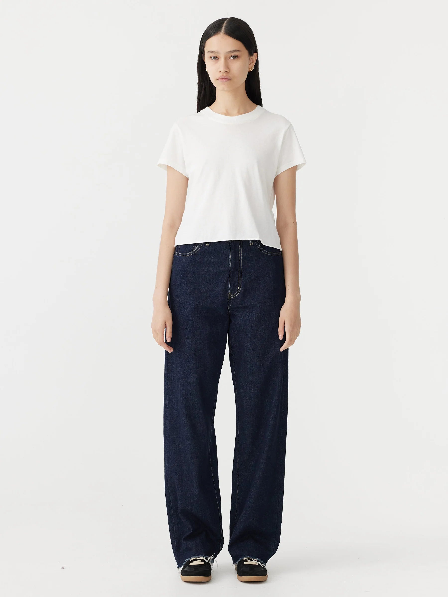 Raw Edge Baby Tee in White