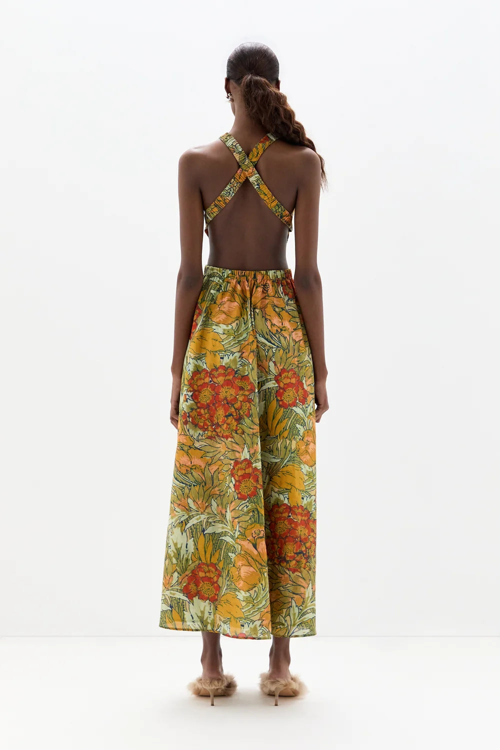 Eliana Cross Back Maxi Dress in Aliera Floral Mint