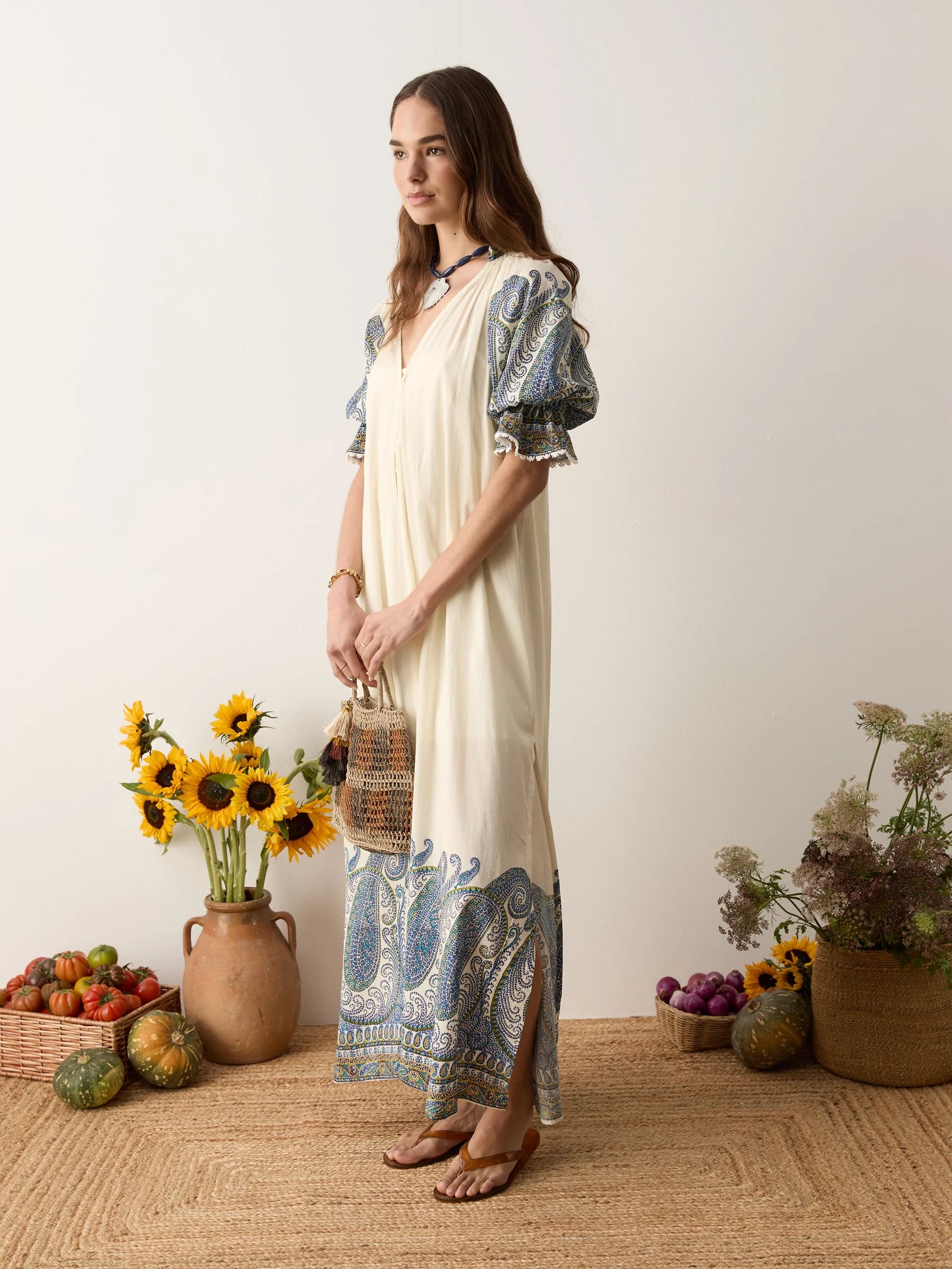Arcadia Paisley Puff Sleeve Maxi Dress