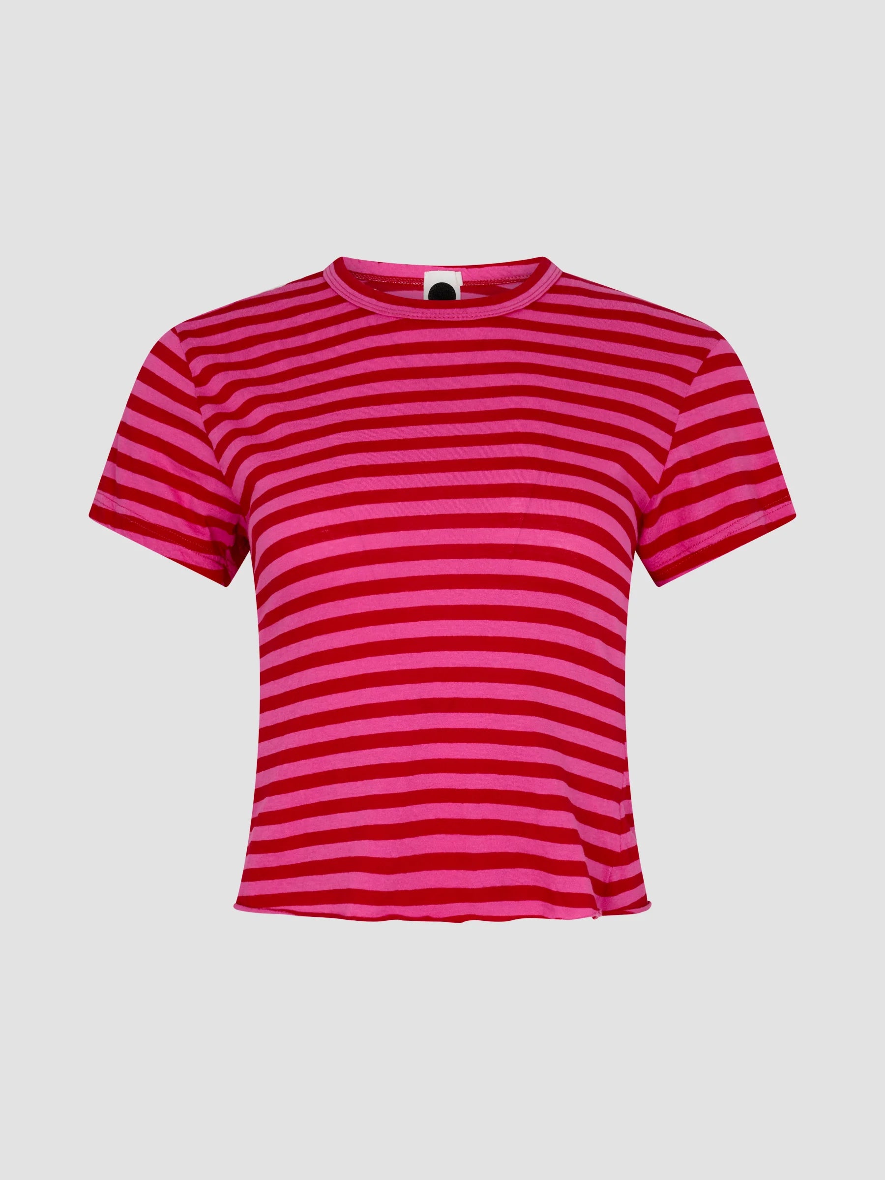 Stripe Raw Edge Baby T-Shirt in Red/Pink