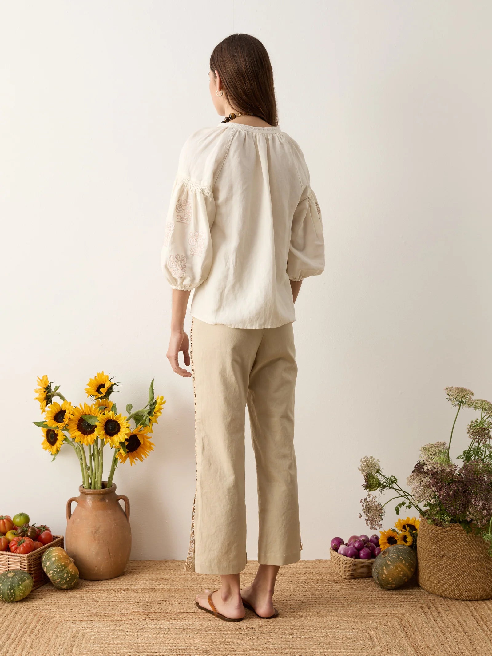 Malissa Embroidered Blouse in Creme