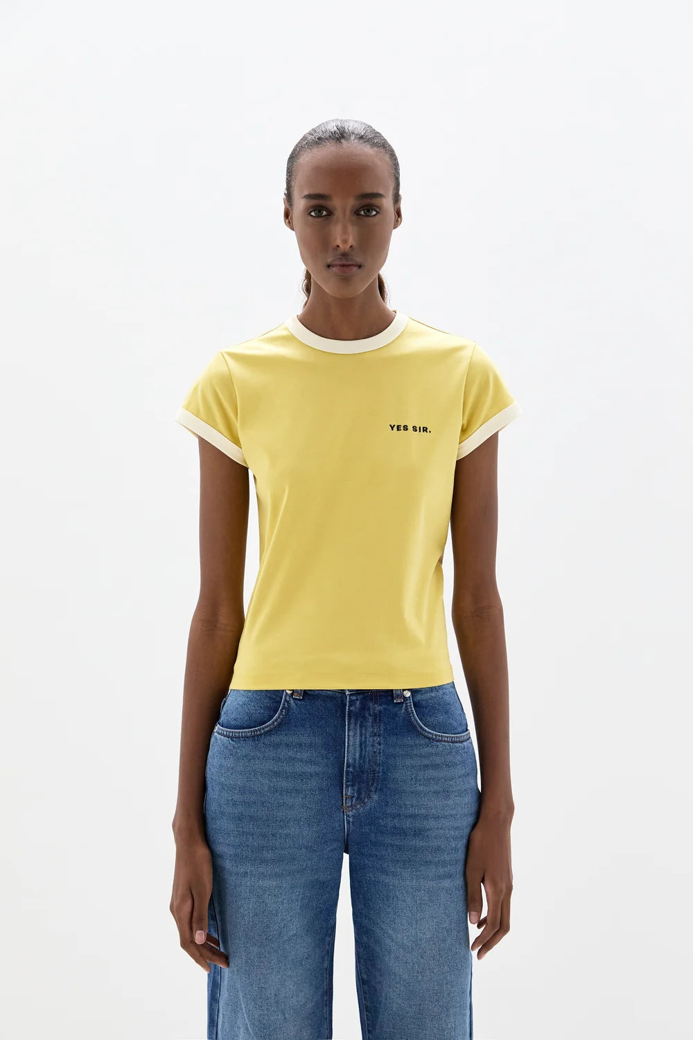 Yes SIR Fitted Tee in Yellow