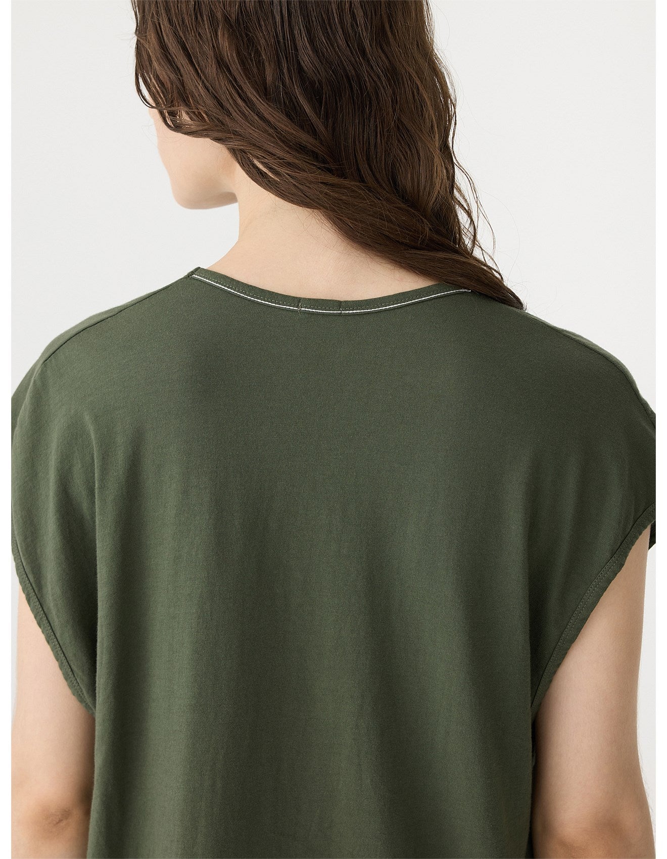 Fine Bind Scoop Neck Tank in Khaki