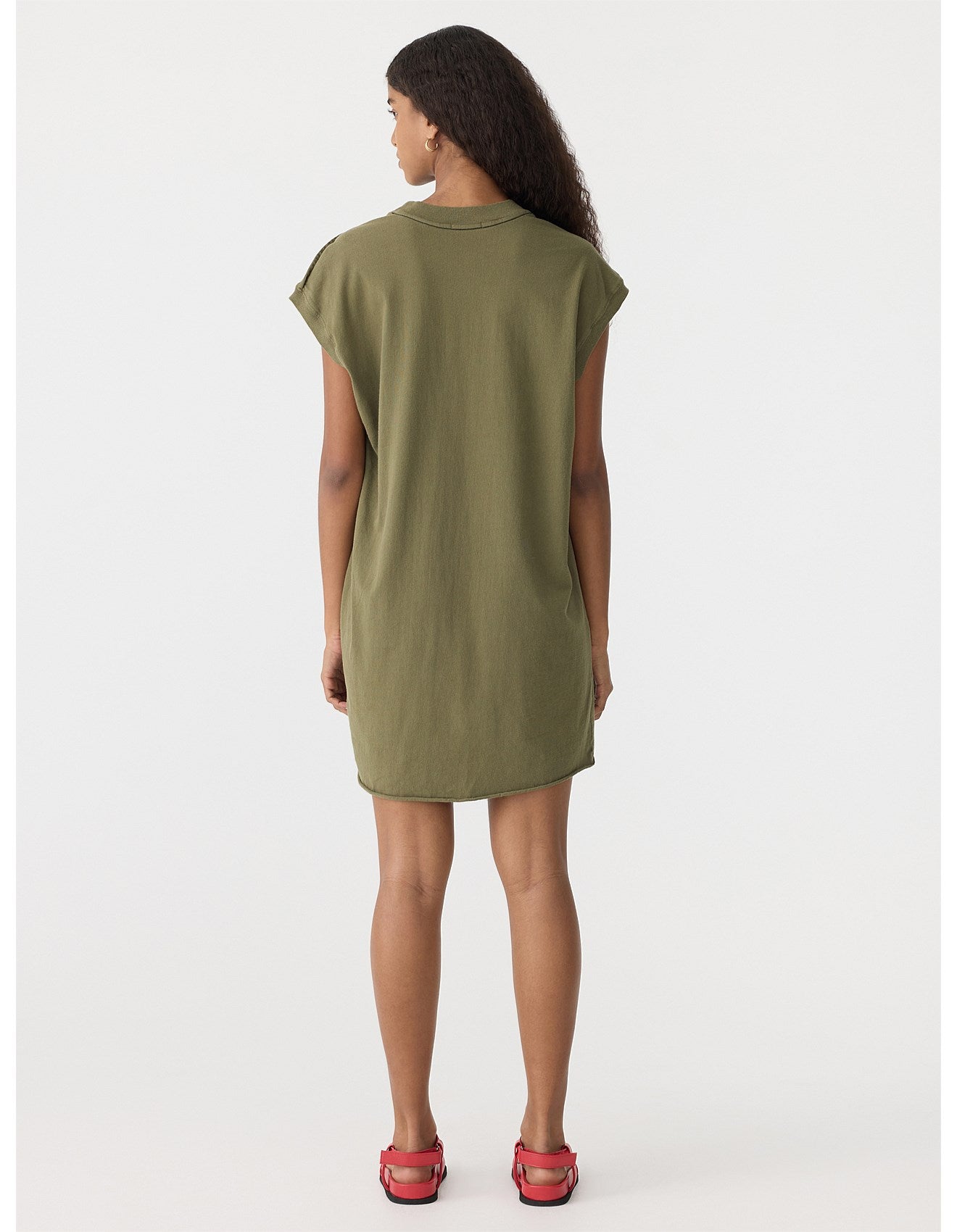 Cut Off Tank Dress in Khaki