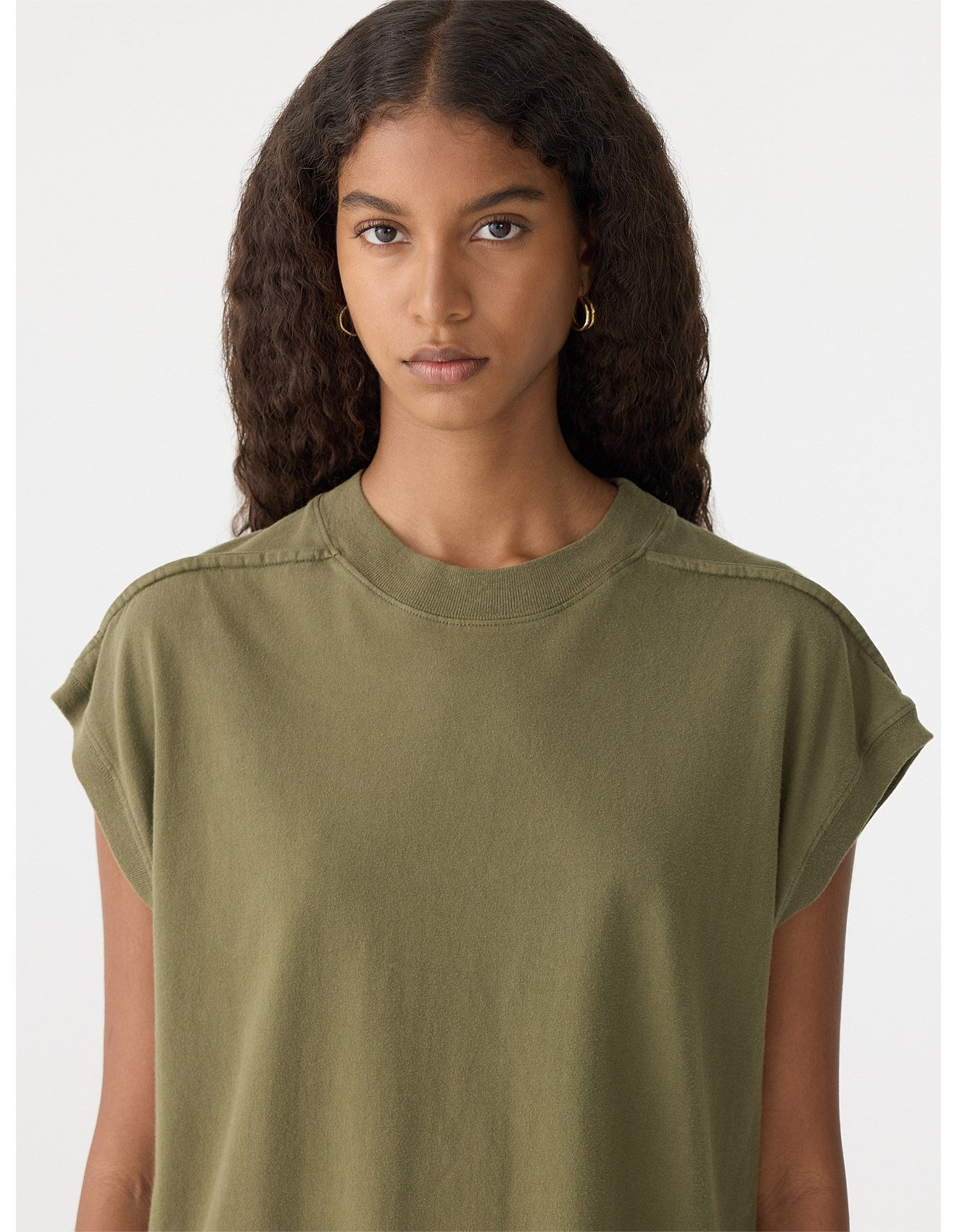 Cut Off Tank Dress in Khaki