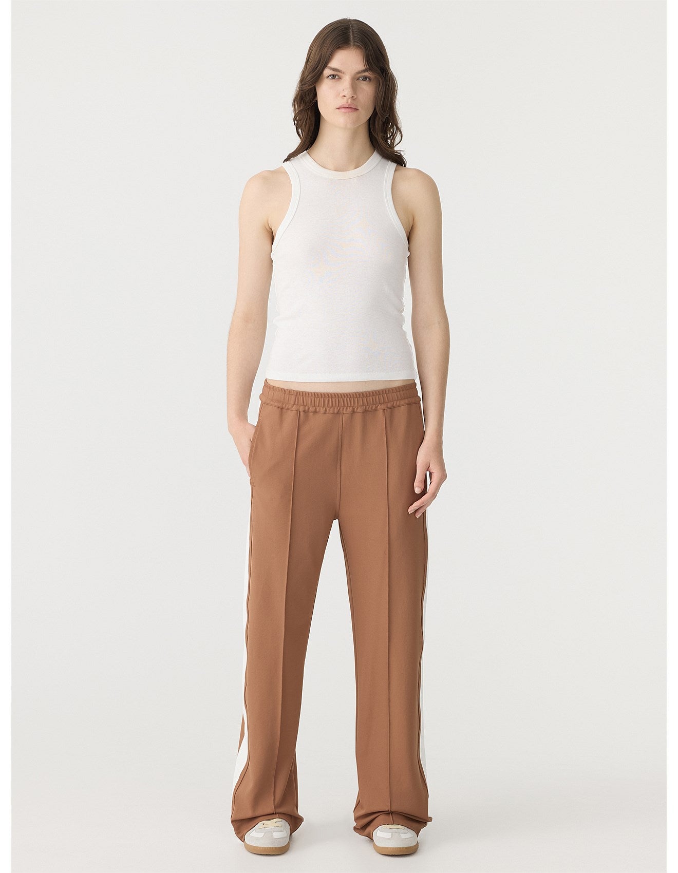 Twill Stripe Detail Pant in Argan/White